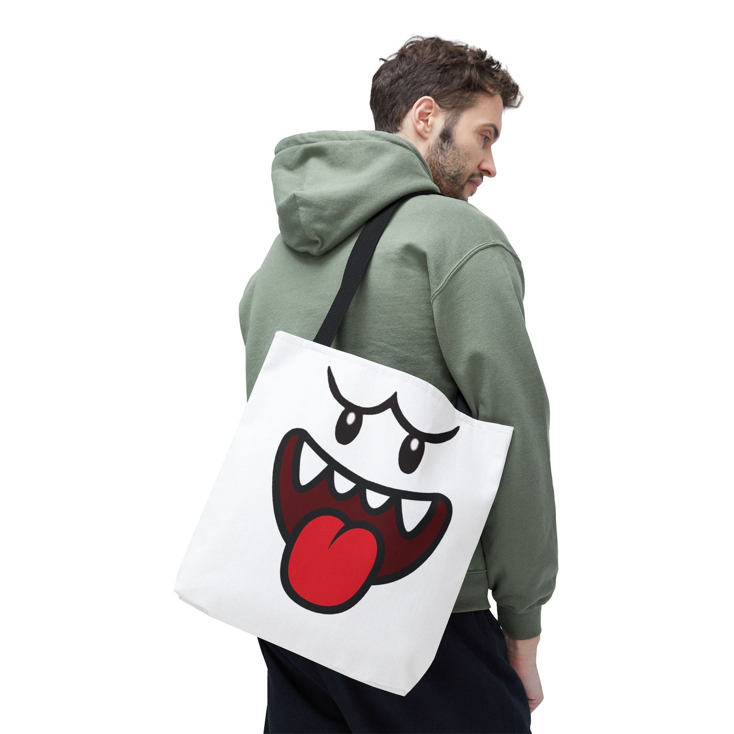 Funny Ghost Face Tote Bag, Spooky Halloween Shopping Bag, Creepy Cute Gamer Tote, Novelty Reusable Canvas Bag, Horror Themed Trick or Treat Bag