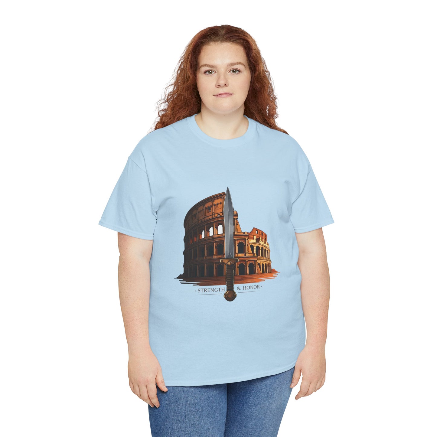 Strength & Honor Gladiator Shirt – Roman Colosseum Sword Graphic Tee – Ancient Rome History T-Shirt for Gladiator & Travel Fans