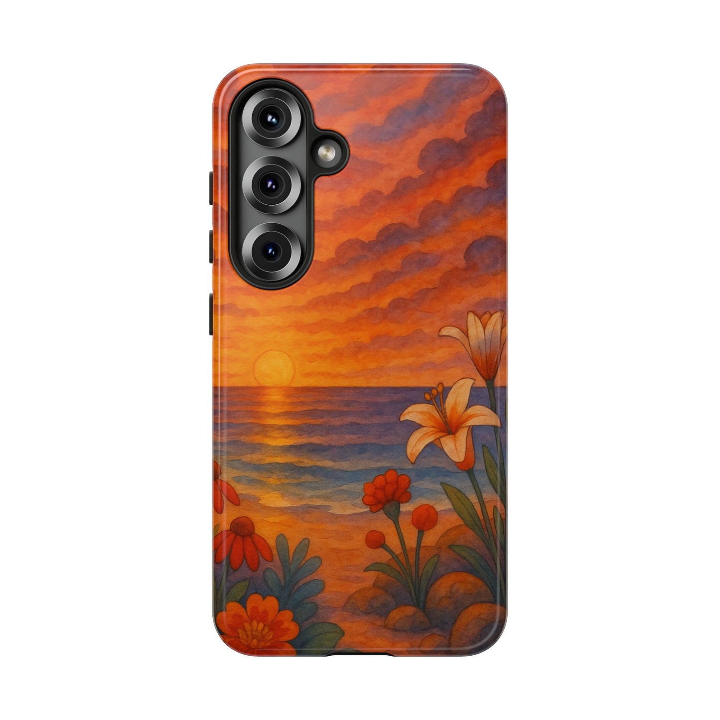 Samsung Case - Floral Ocean Sunset Watercolor Nautical Phone Case Beach Samsung Case Ocean Sunset Theme