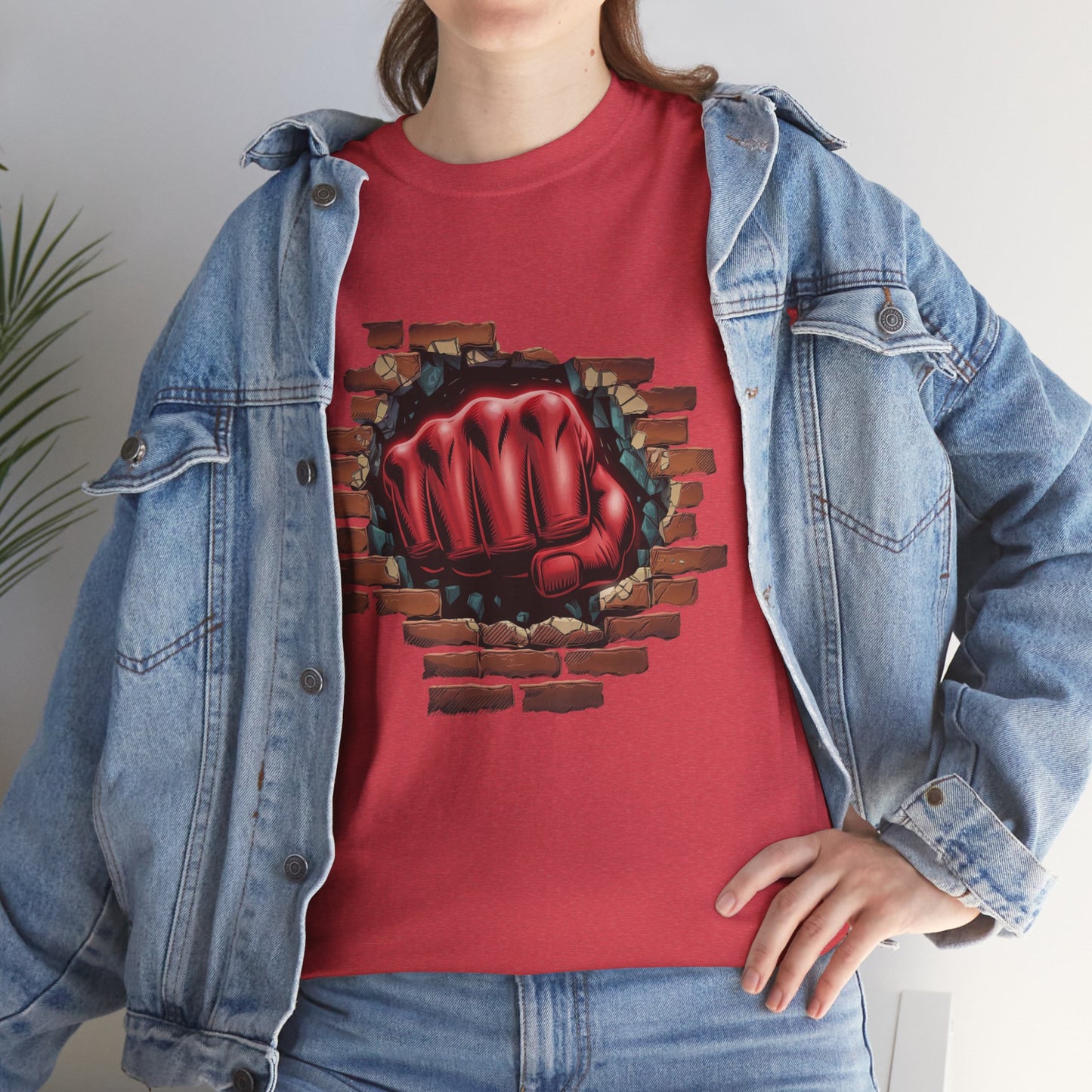 Impact Fist Graphic T-Shirt – Punch Through Brick Wall Design | Bold Streetwear Tee for Fighters, Gym & Edge-Lovers