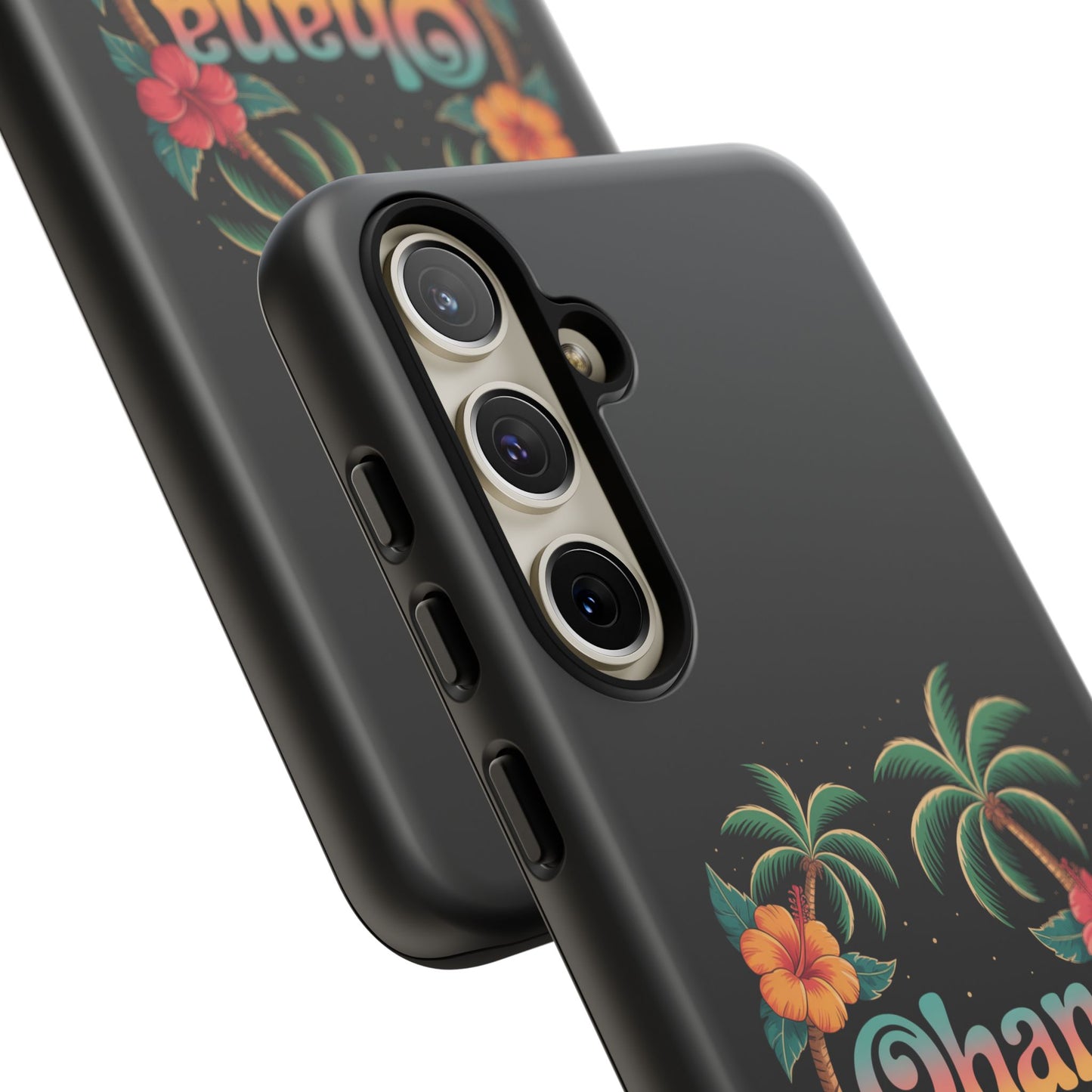 Tropical Ohana Samsung Case - Summer Beach Phone Cover - Hawaiian Palm & Hibiscus Design - Rugged & Glossy Protector for Galaxy