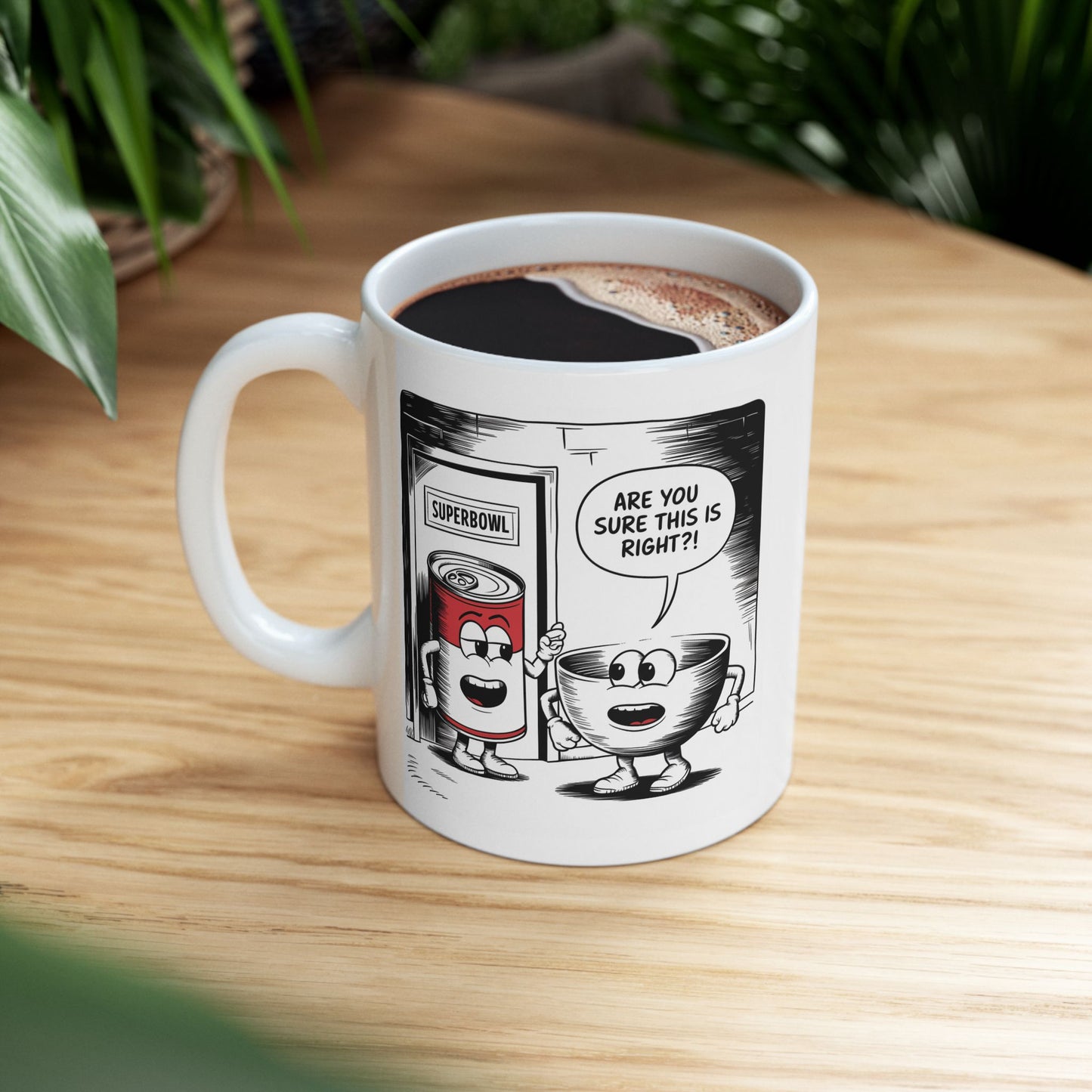 Mug - Comic Bowl and Soup 'Superbowl' Design