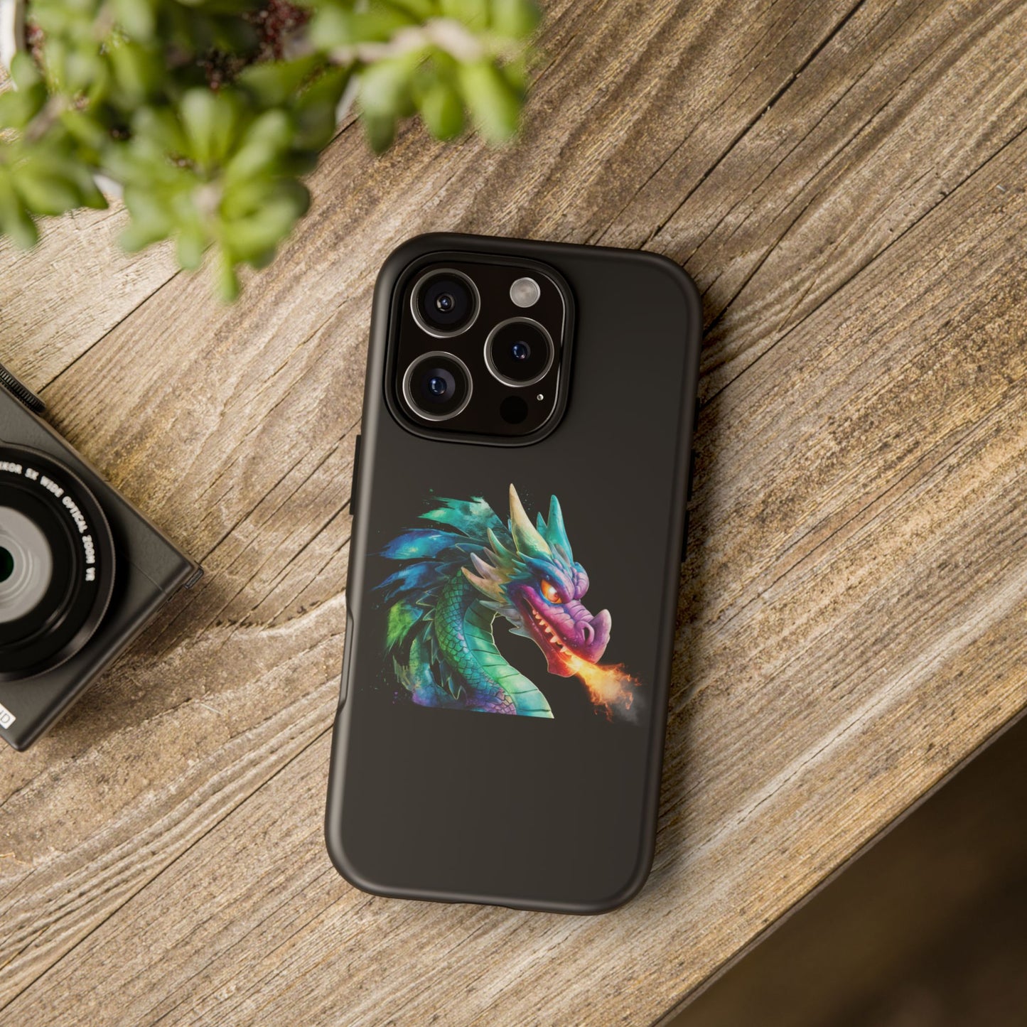 Dragon iPhone Case - Fantasy Fire-Breathing Art Protective Cover - Bookish Dark Academia Aesthetic Gift for Teens and Adults