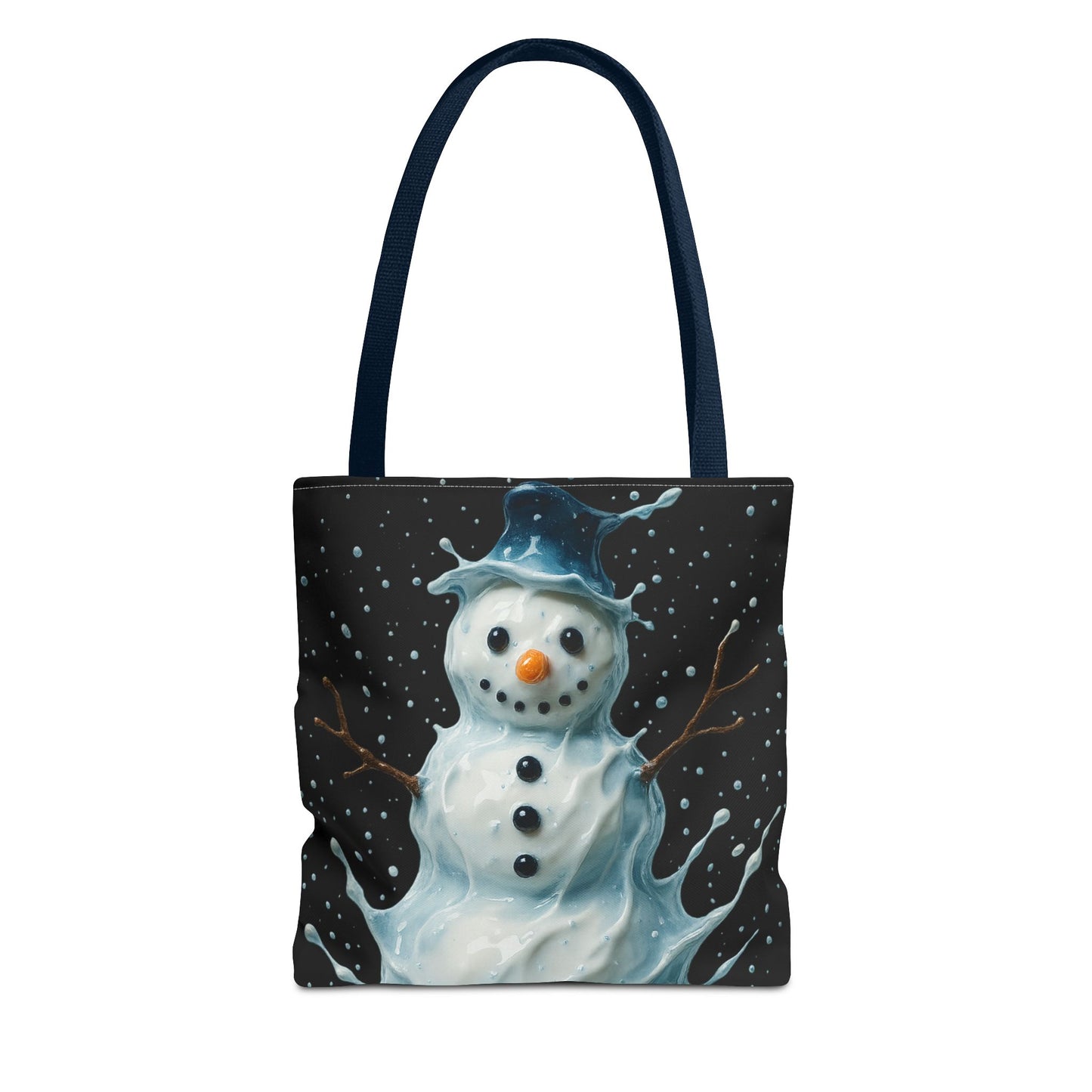 Winter Snowman Tote Bag, Festive Christmas Gift Bag, Holiday Shopping Tote, Snowy Season Accessory, Reusable Winter Art Bag For Everyday Use