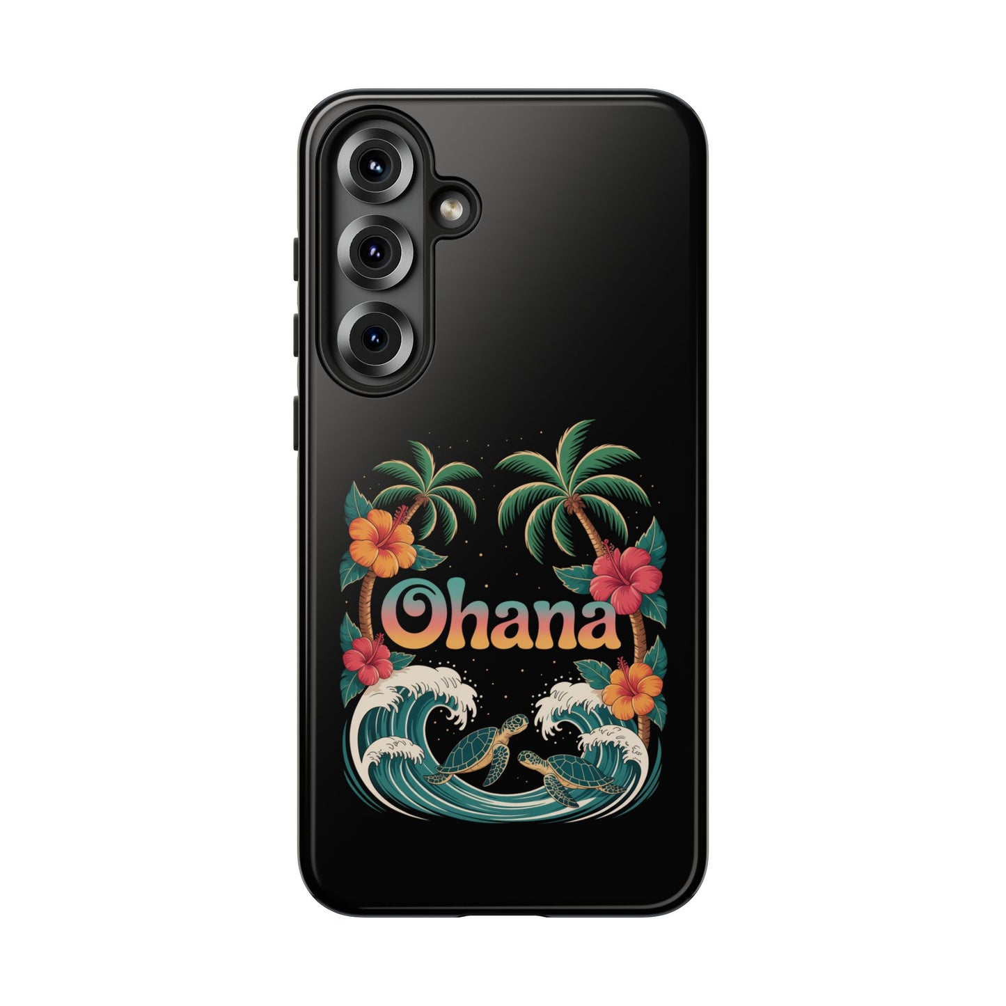 Tropical Ohana Samsung Case - Summer Beach Phone Cover - Hawaiian Palm & Hibiscus Design - Rugged & Glossy Protector for Galaxy