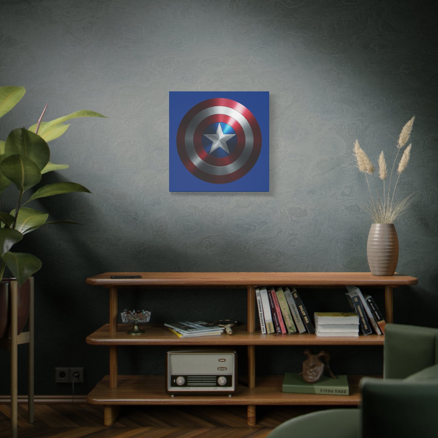 Superhero Shield Canvas Art - Stretched Matte Decor for Fans