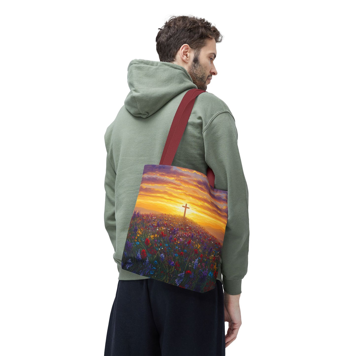 Cross Painted Tote Bag Christian Bag Inspirational Tote Spiritual Bag Religious Tote Bag