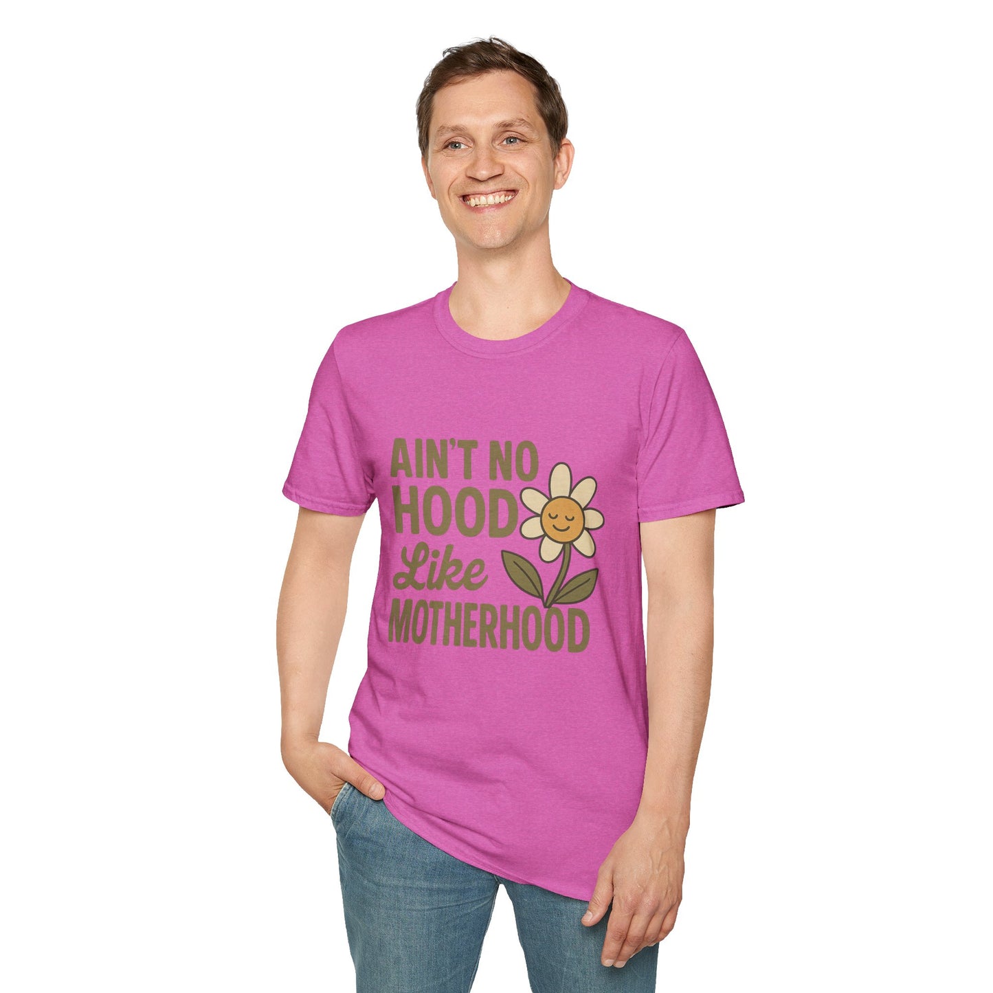 Ain't No Hood Like Motherhood T-Shirt - Unisex Softstyle Tee for Moms Mother's Day Gift