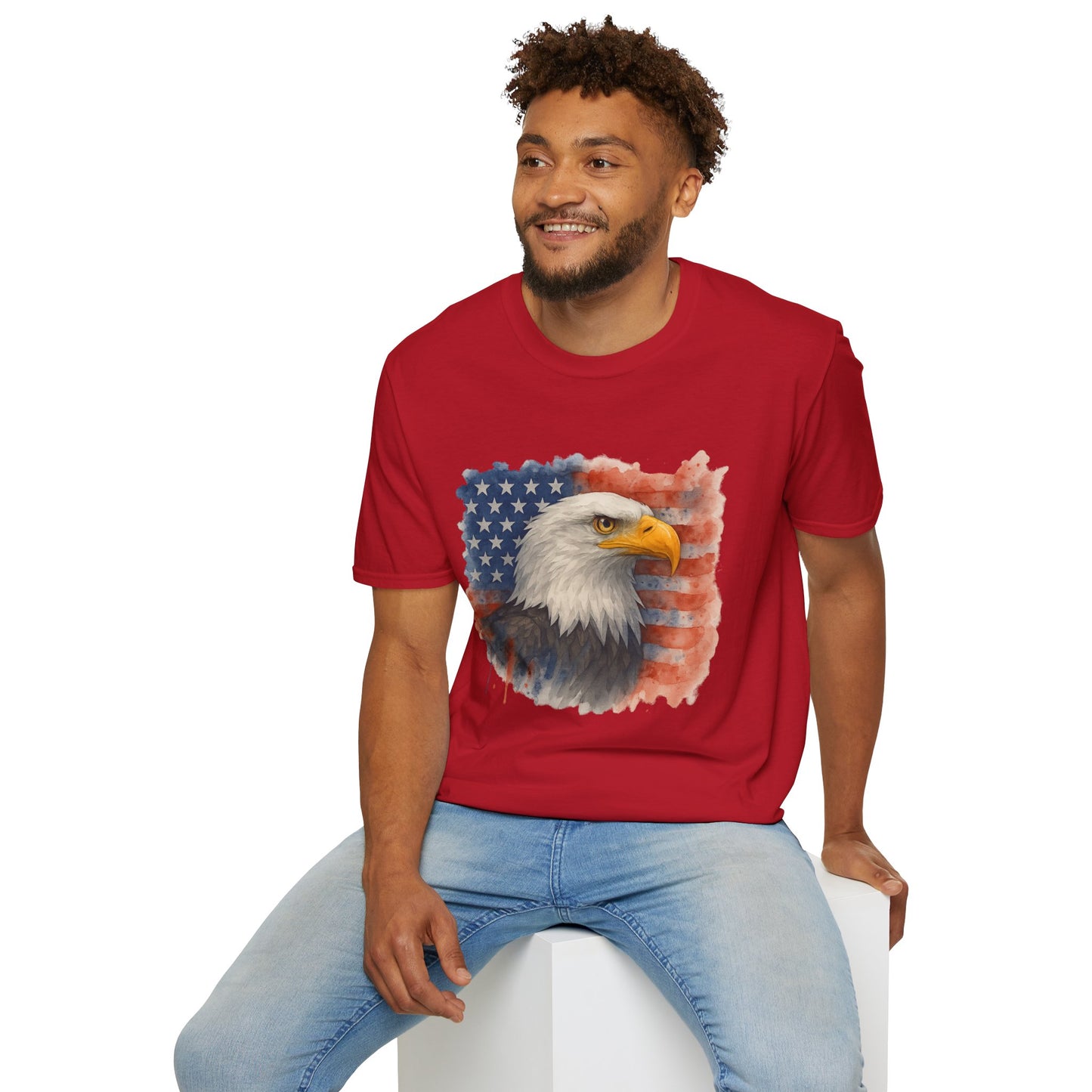 American Eagle & Flag T‑Shirt | Patriotic Graphic Tee | Bald Eagle USA Shirt | 4th of July Tee | Independence Day Apparel