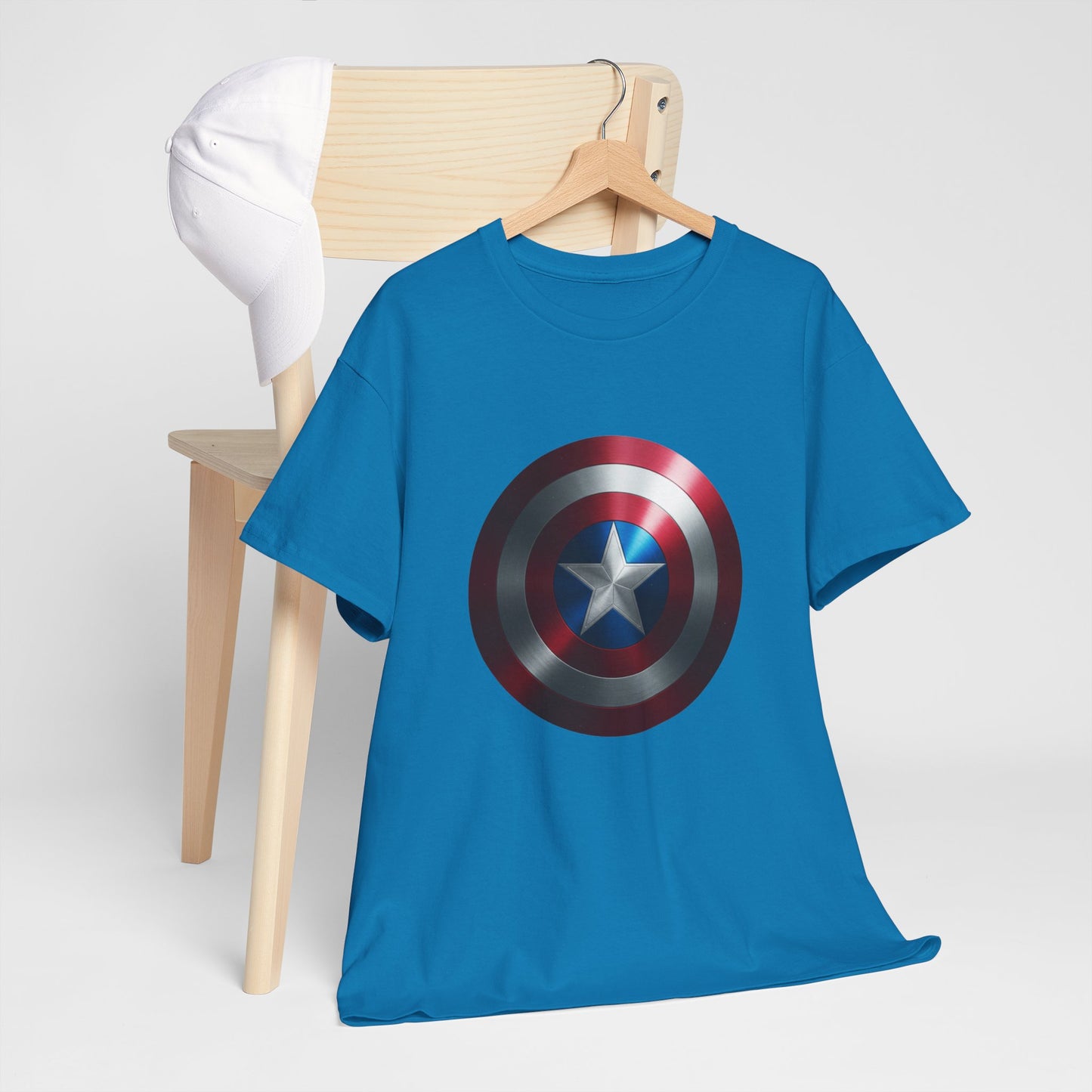Patriotic Hero Shield Shirt – Star Emblem Graphic Tee – Super Soldier Gift – Comic Inspired Unisex Shirt – Cosplay Convention Top