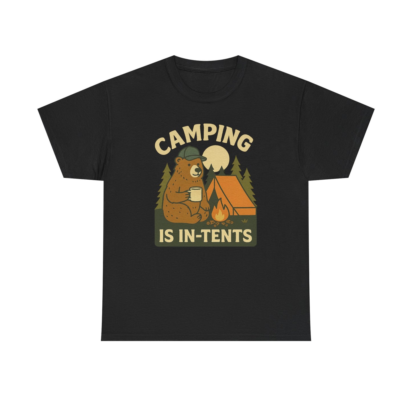 Camping Is In-Tents Funny Bear Camping Tee - Cute Outdoorsy Pun Shirt - Retro Campfire Graphic, Nature Lover Gift, Unisex Adventure Apparel