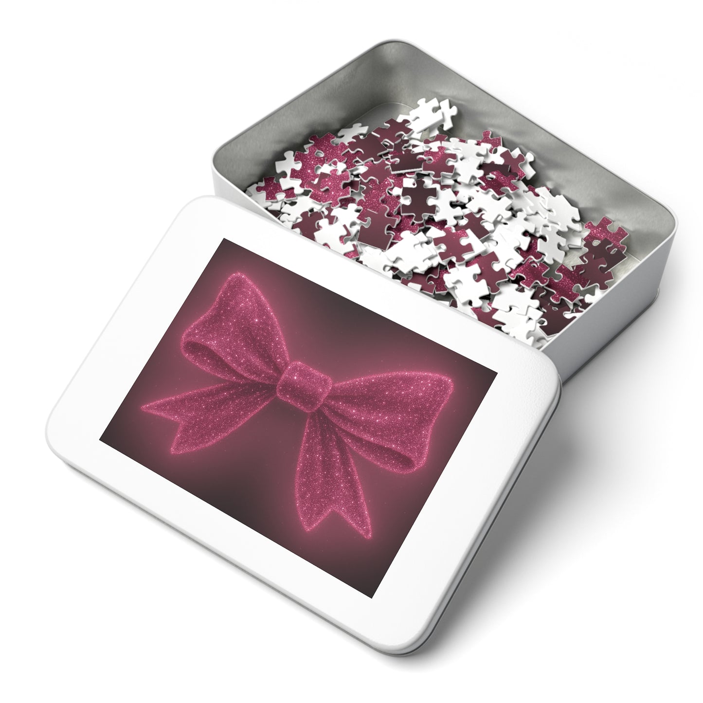 Puzzle with Sparkling Pink Bow Boho Game Pink Bow Decor Feminine Game Night