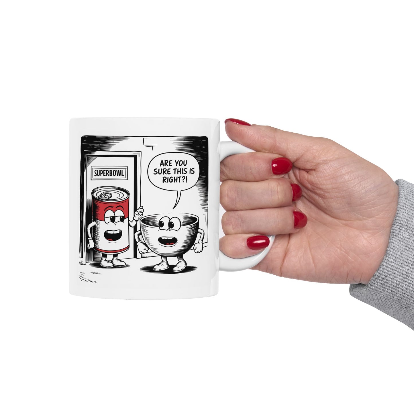 Mug - Comic Bowl and Soup 'Superbowl' Design