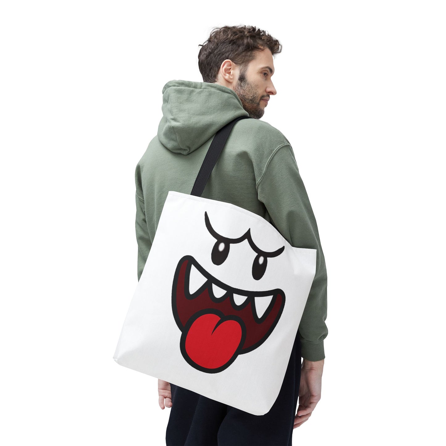 Funny Ghost Face Tote Bag, Spooky Halloween Shopping Bag, Creepy Cute Gamer Tote, Novelty Reusable Canvas Bag, Horror Themed Trick or Treat Bag