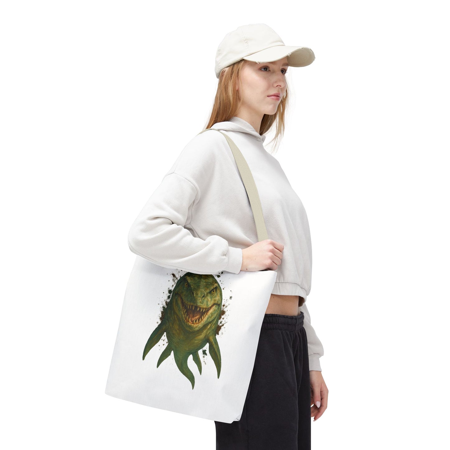 Watercolor Mosasaurus Tote Bag - Prehistoric Sea Monster Art, Dinosaur Ocean Reptile Gift, Eco Canvas Bag for Dino and Marine Fans