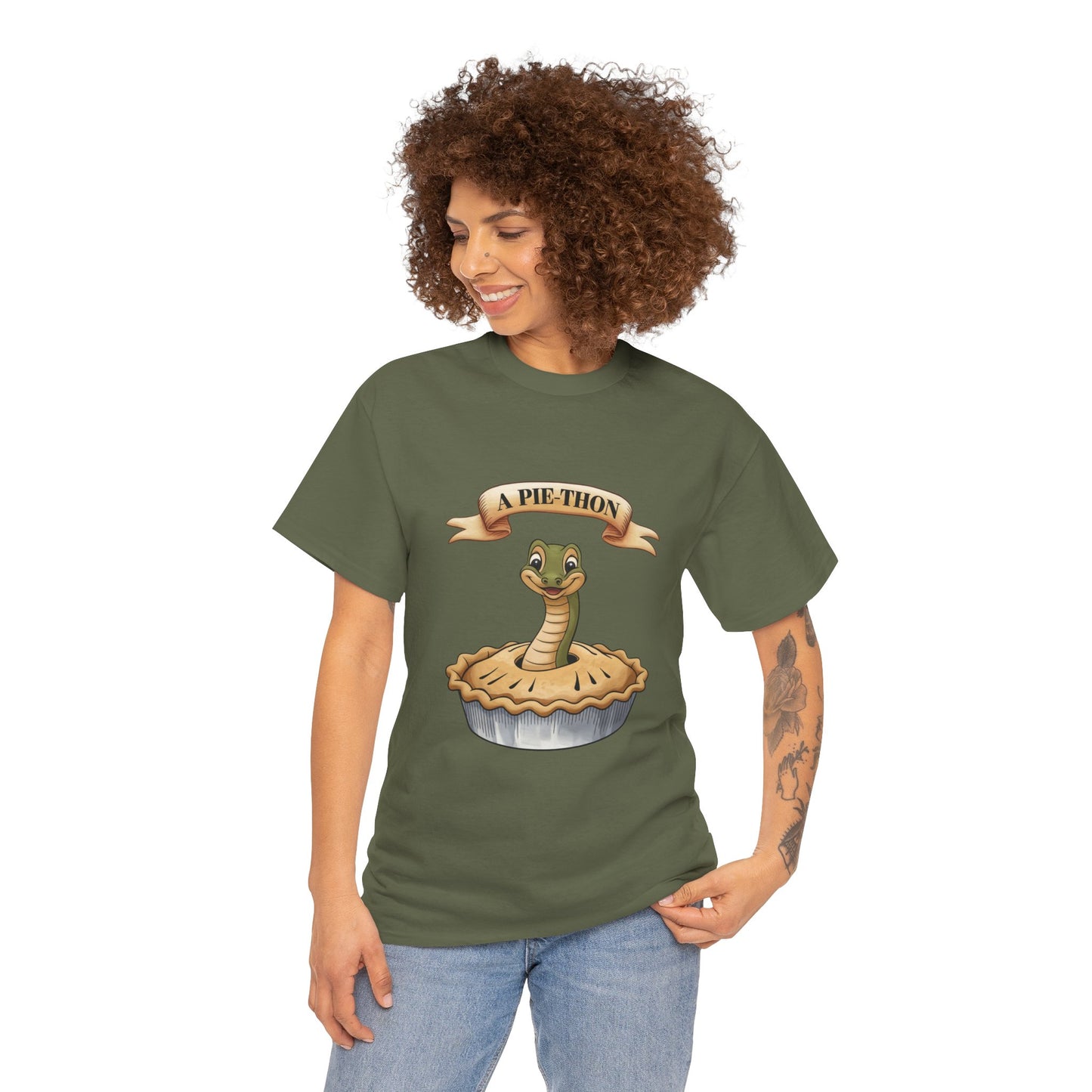 A Pie-Thon Funny Snake Pun Shirt – Cute Animal Joke T-Shirt – Quirky Graphic Tee for Pun Lovers, Reptile Fans, and Unique Gift Ideas