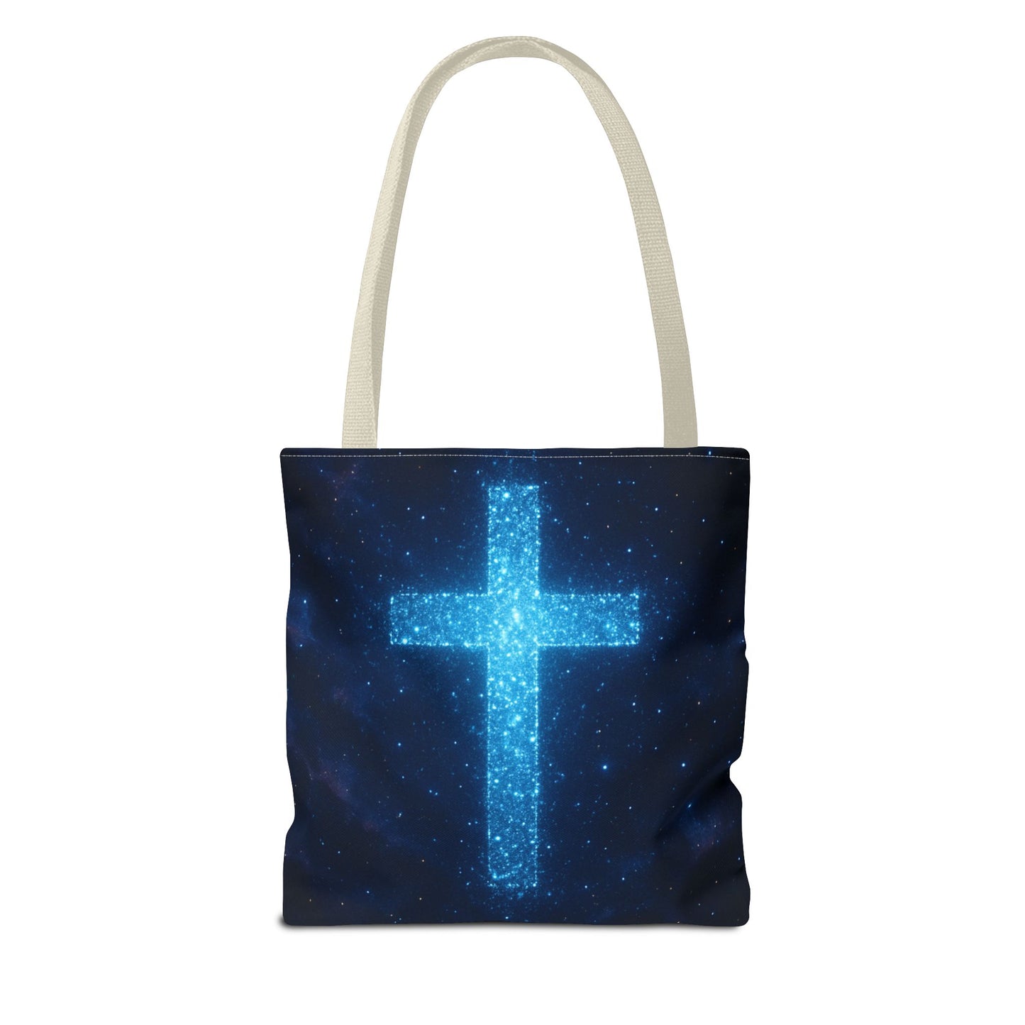 Sparkling Cross Tote Bag - Inspirational Blue Cosmic Bag Christian Tote Spiritual Bag Inspirational Tote Bag