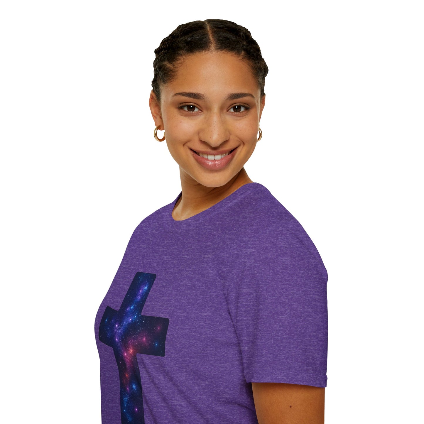 Galaxy Cross Graphic Tee | Celestial Christian Shirt, Spiritual Universe Cross T-Shirt, Faith & Astronomy Gift for Women & Men, Space Aesthetic