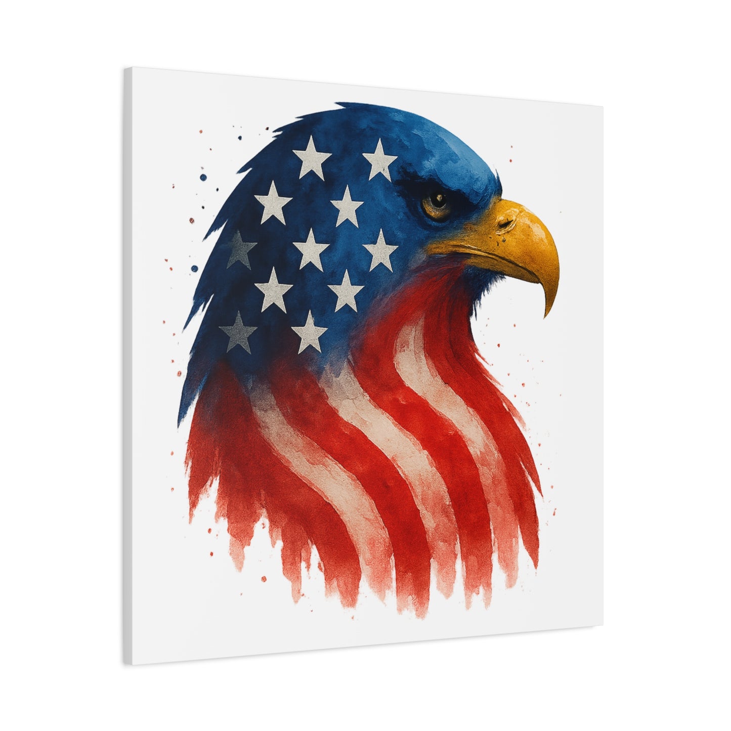 Patriotic Eagle Canvas Wall Art - American Flag Eagle Print - 4th of July Decor, USA Home and Office Gift - Ready to Hang Canvas Art