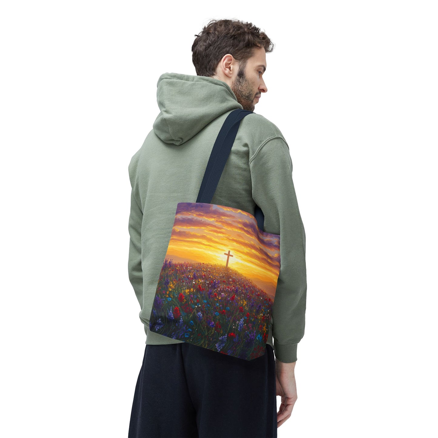 Cross Painted Tote Bag Christian Bag Inspirational Tote Spiritual Bag Religious Tote Bag
