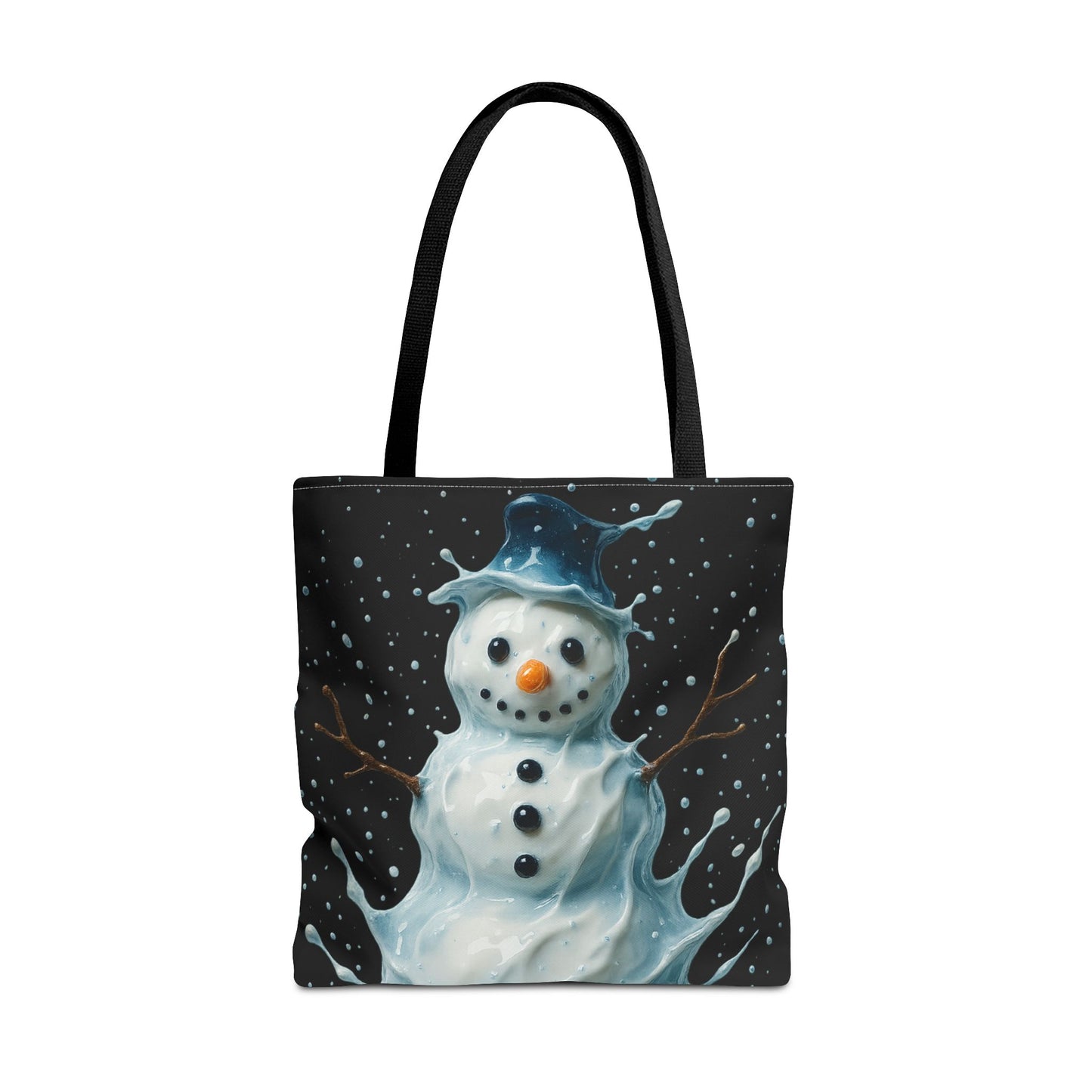 Winter Snowman Tote Bag, Festive Christmas Gift Bag, Holiday Shopping Tote, Snowy Season Accessory, Reusable Winter Art Bag For Everyday Use