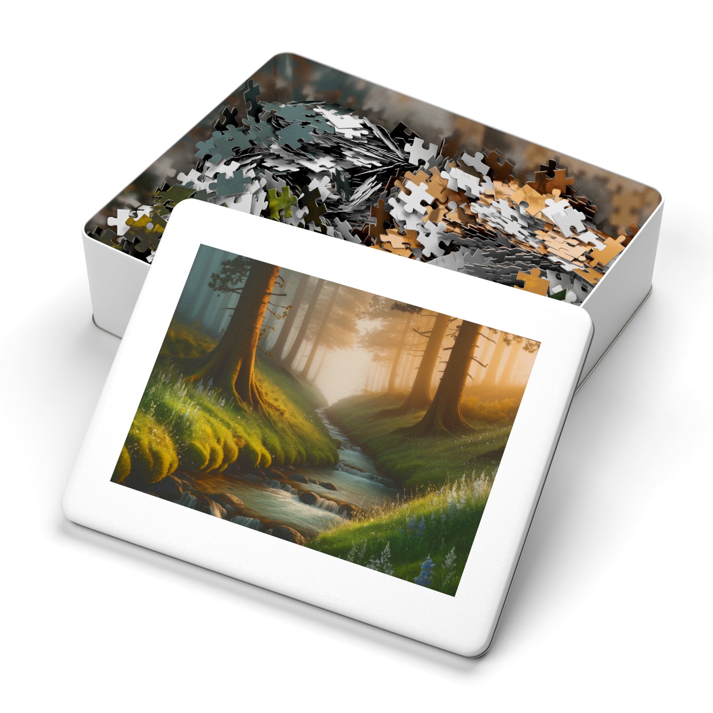 Serene Forest Jigsaw Puzzle with Collector's Tin - Ideal Gift for Nature Lovers