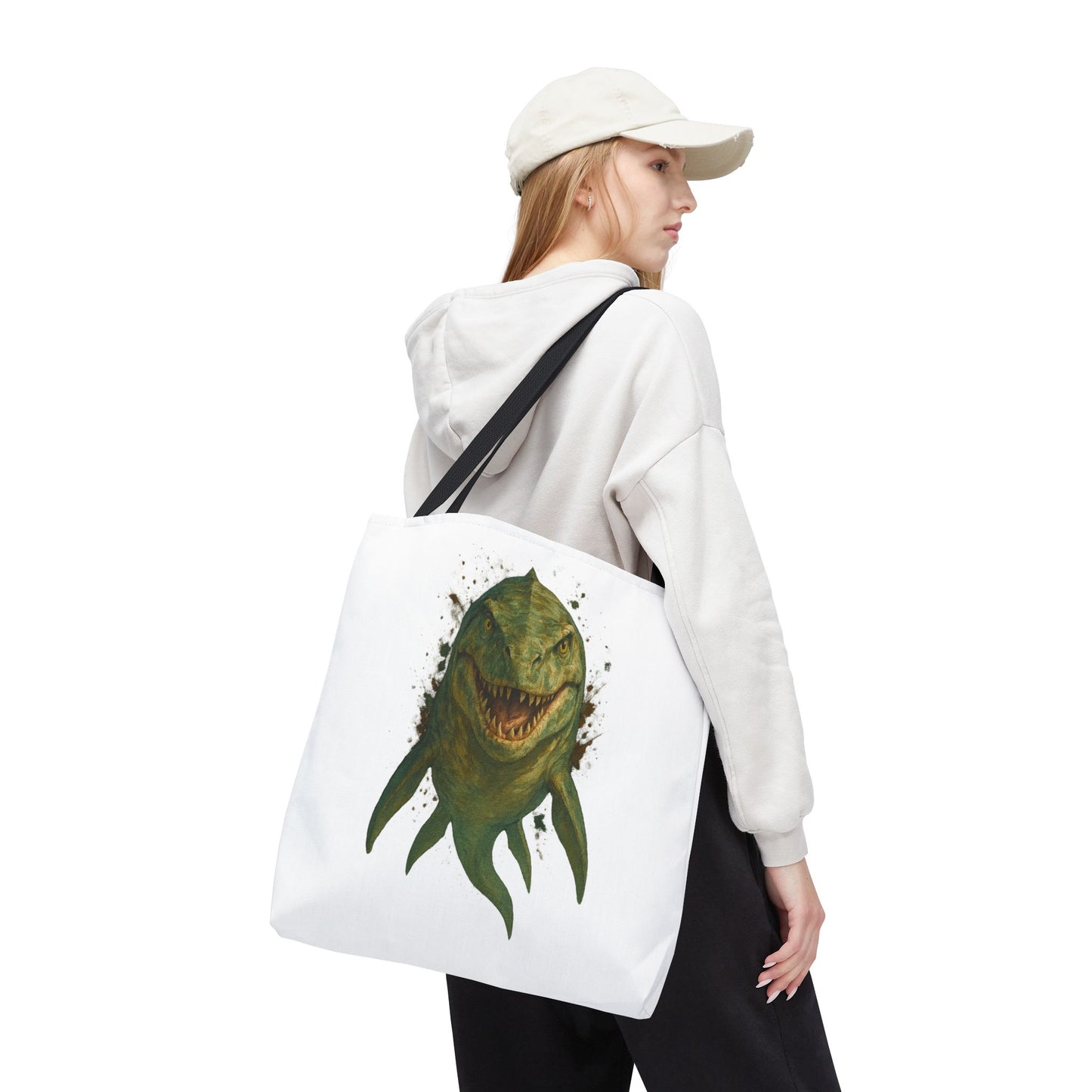 Watercolor Mosasaurus Tote Bag - Prehistoric Sea Monster Art, Dinosaur Ocean Reptile Gift, Eco Canvas Bag for Dino and Marine Fans