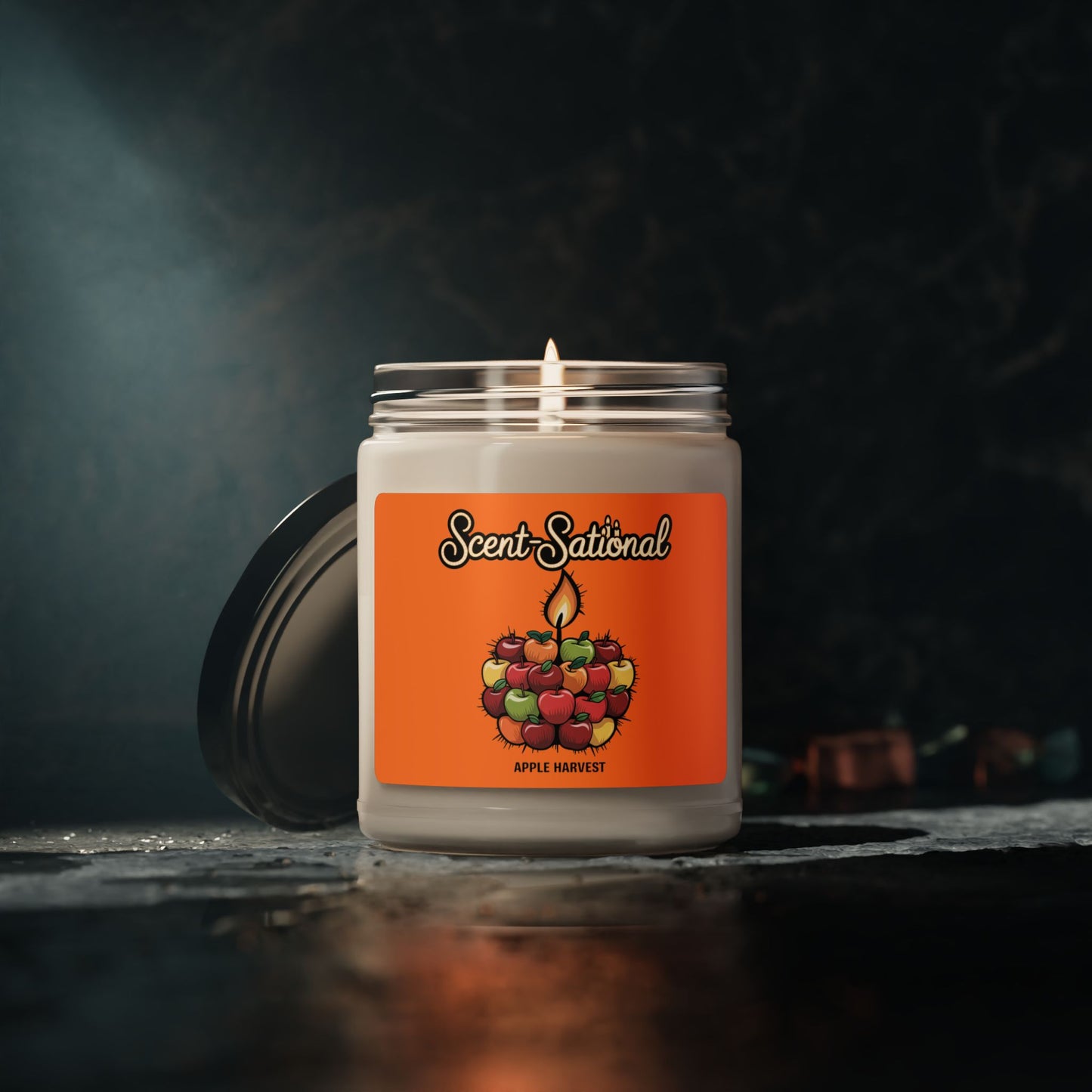 Apple Harvest Scented Candle, Fresh Fruit Aromatherapy Soy Candle, Eco-Friendly Reusable Jar, Cozy Fall Fragrance Gift For Home Lovers