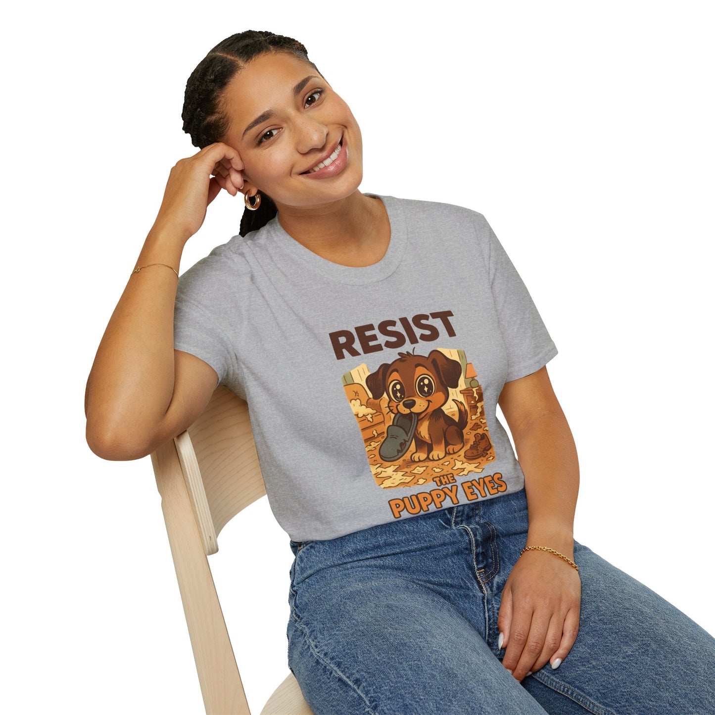 Resist the Puppy Eyes Dog Tee - Cute Puppy Eyes Graphic T-Shirt for Dog Lovers, Funny Pet Gift Shirt, Unisex Animal Lover Tee