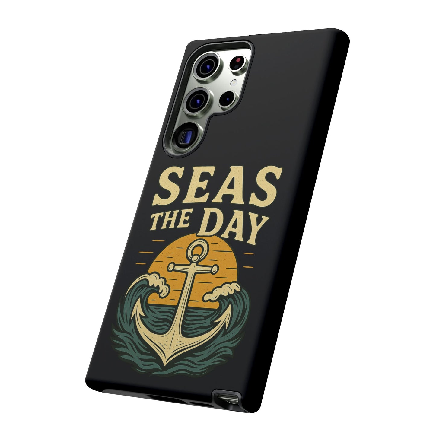Seas the Day Samsung Case – Nautical Phone Case – Anchor Pun Gift – Ocean Lover Accessory – Motivational Phone Cover – Beach Vibes Case