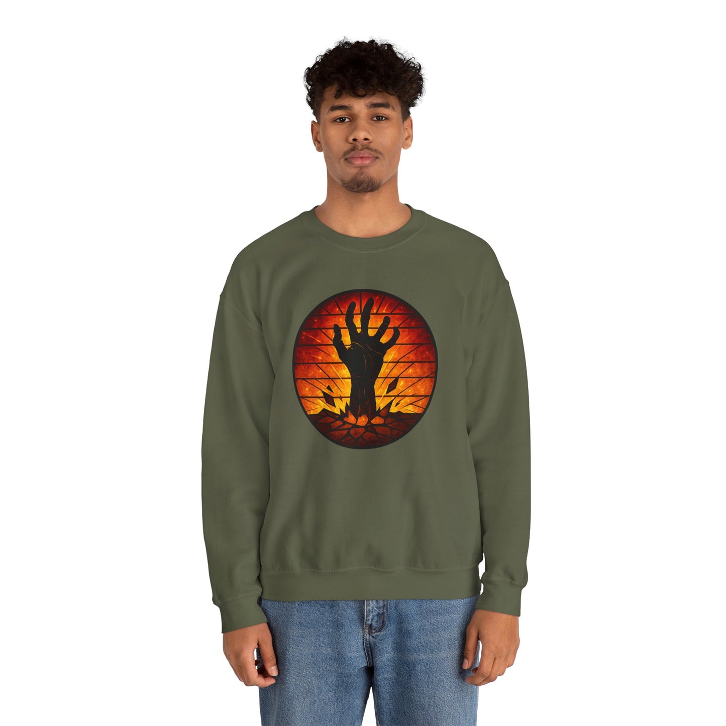 Zombie Hand Sweatshirt, Creepy Rising Hand Crewneck, Halloween Graveyard Sweatshirt, Spooky Hand Emerging, Gothic Horror Sweater