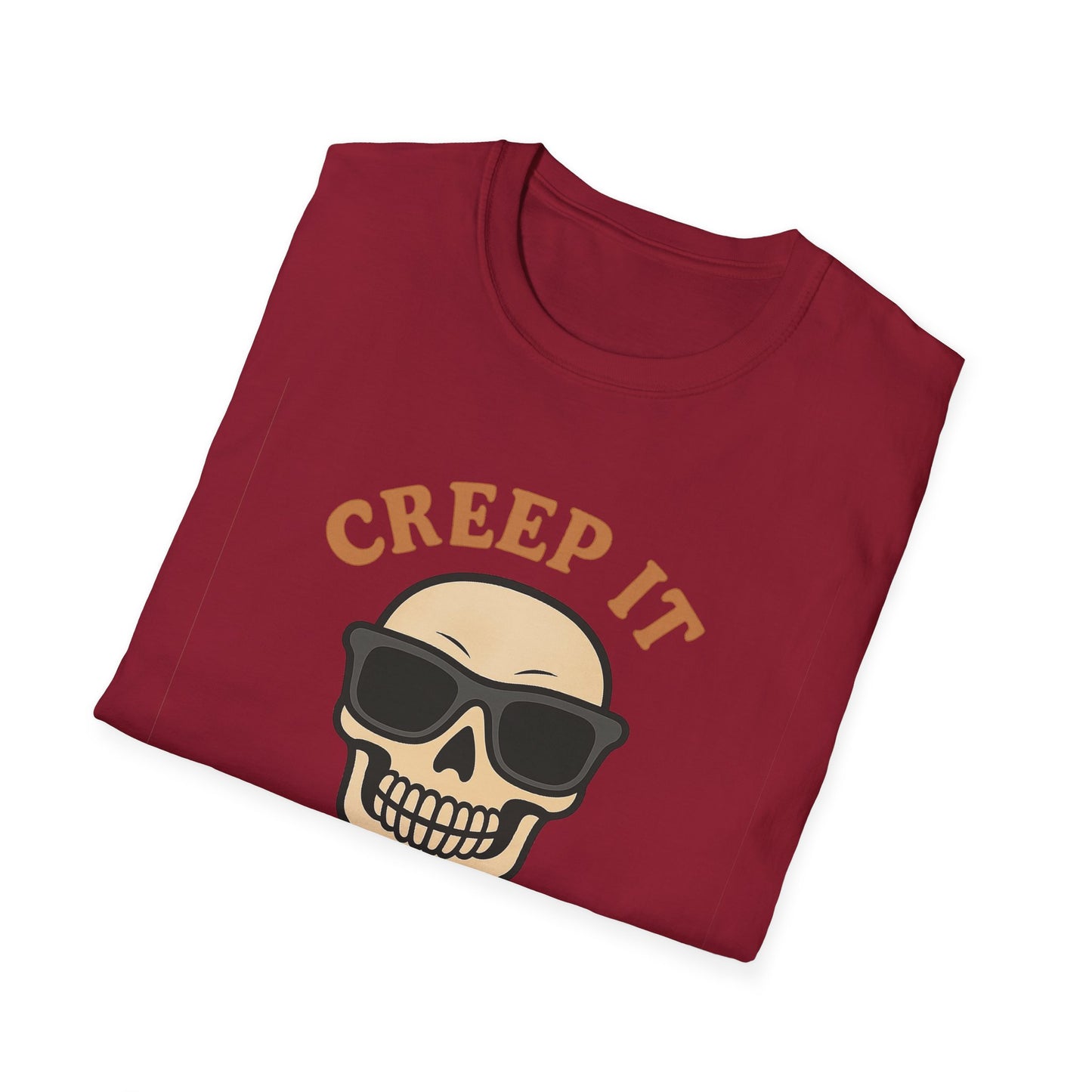 Creep It Real Shirt - Funny Skull Halloween T-Shirt, Spooky Season Graphic Tee, Cool Skeleton with Sunglasses, Humorous Fall Top