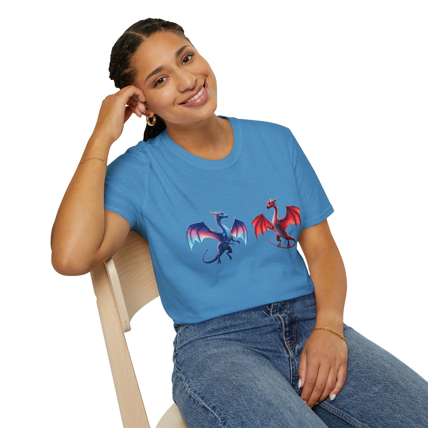 Dragon Duel Fantasy T-Shirt | Fire & Ice Dragon Graphic Tee | Unisex Gamer Shirt | DnD Gift | Cool Mythical Creature Shirt