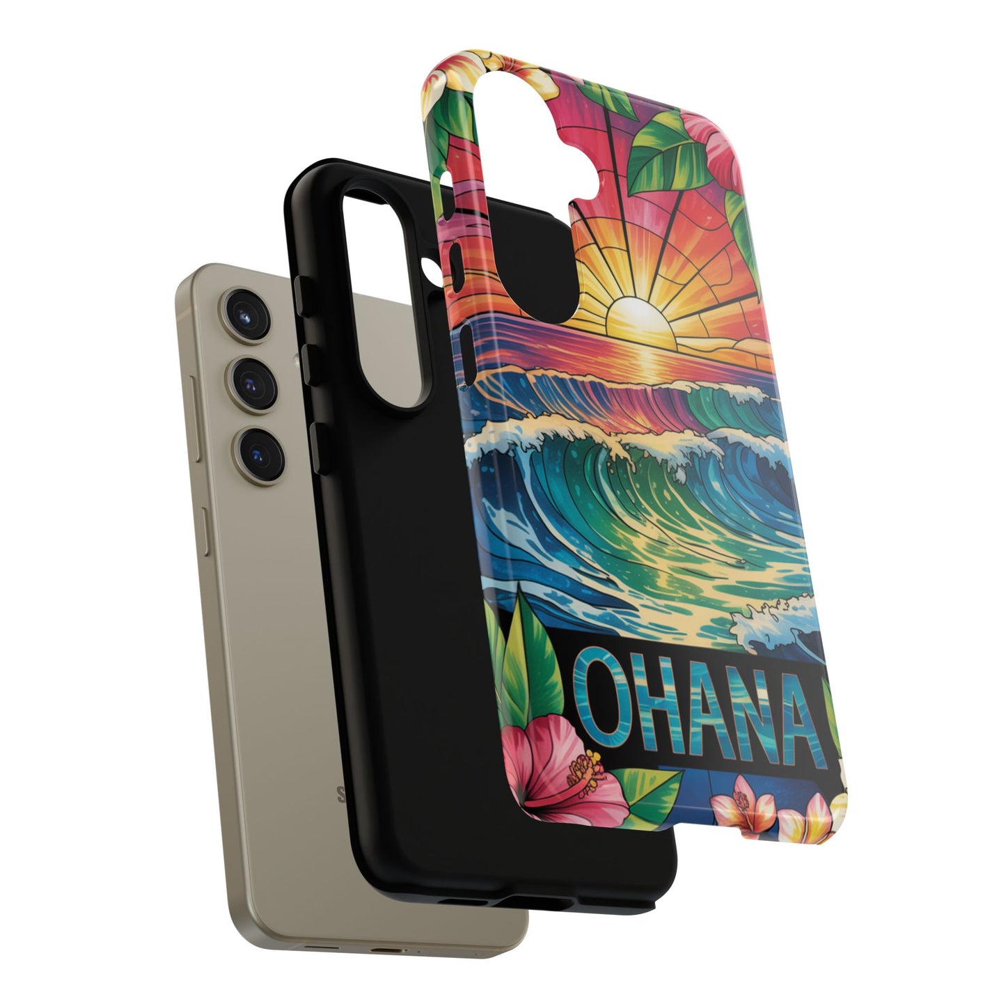 Samsung Galaxy Case Ohana Hawaiian Wave Phone Cover Sunset Tropical Beach Art Protective Case Gift for Samsung Lovers