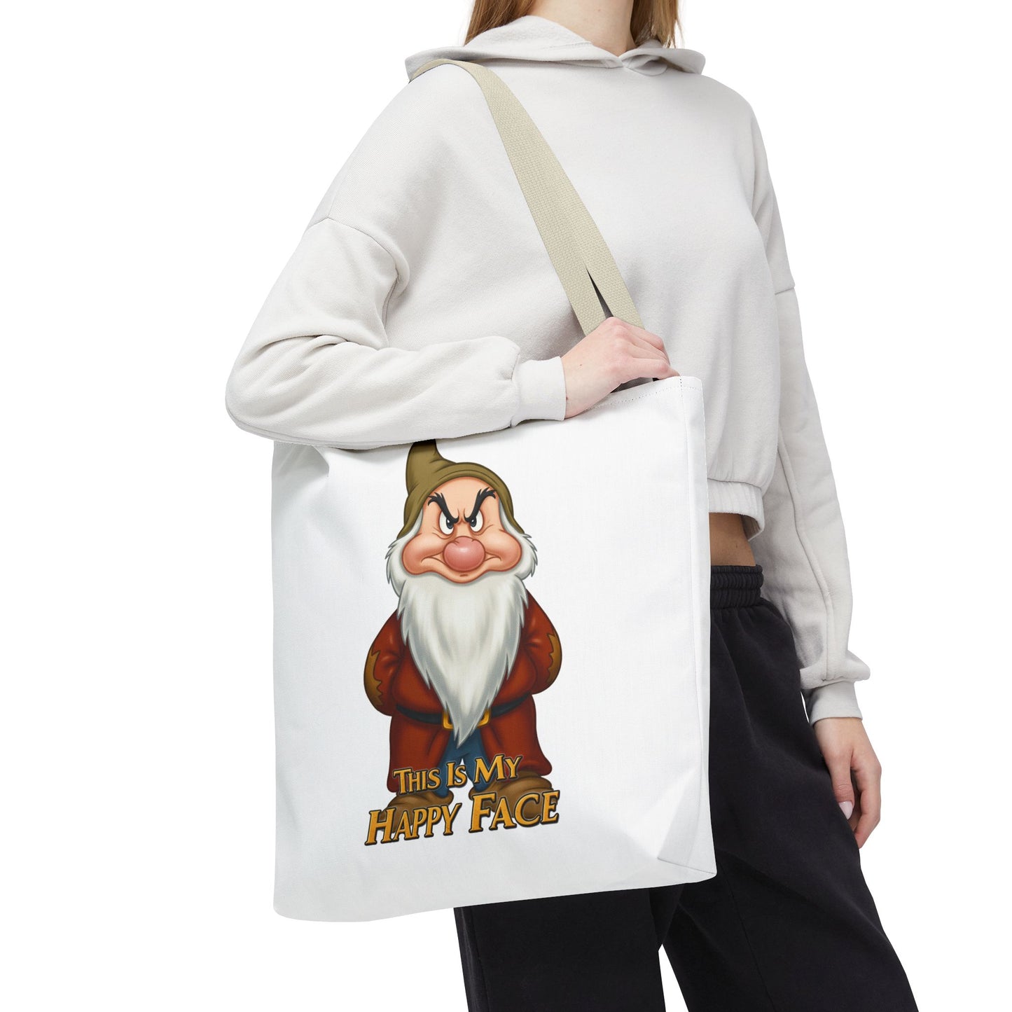 Grumpy Dwarf Tote Bag - "This Is My Happy Face"