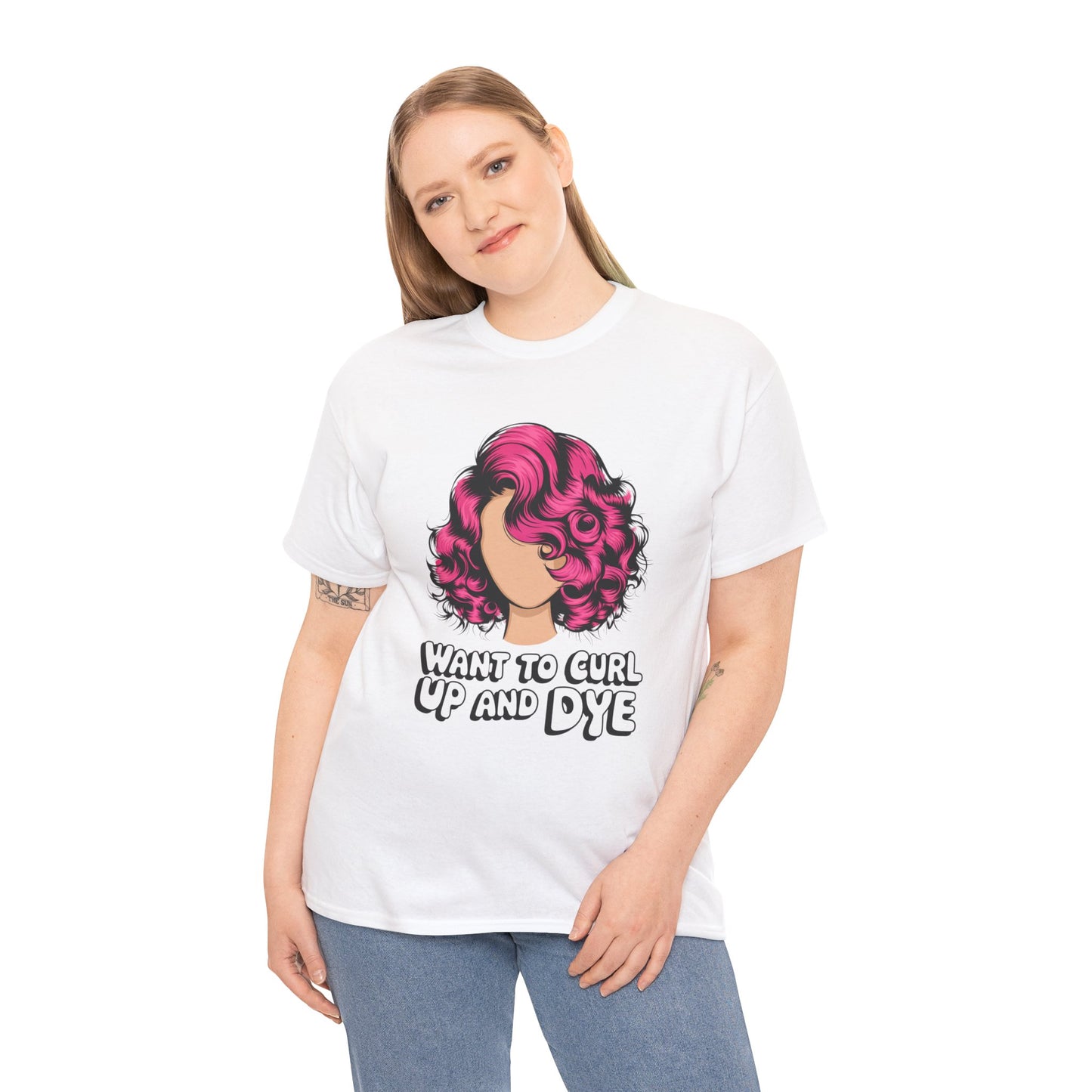 Curly Hair Tee: Want To Curl Up And Dye – Funny Hair Colorist Tee, Salon & Curl Lovers Gift, Trendy Graphic Shirt for Hairstylists