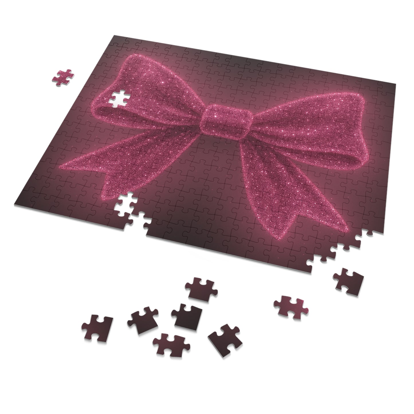Puzzle with Sparkling Pink Bow Boho Game Pink Bow Decor Feminine Game Night