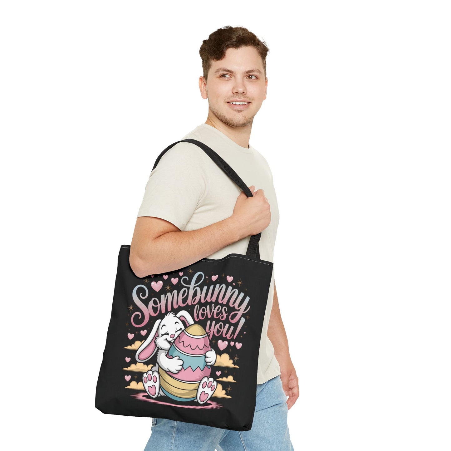 Easter Bunny Tote Bag Somebunny Loves You Easter Bag Bunny