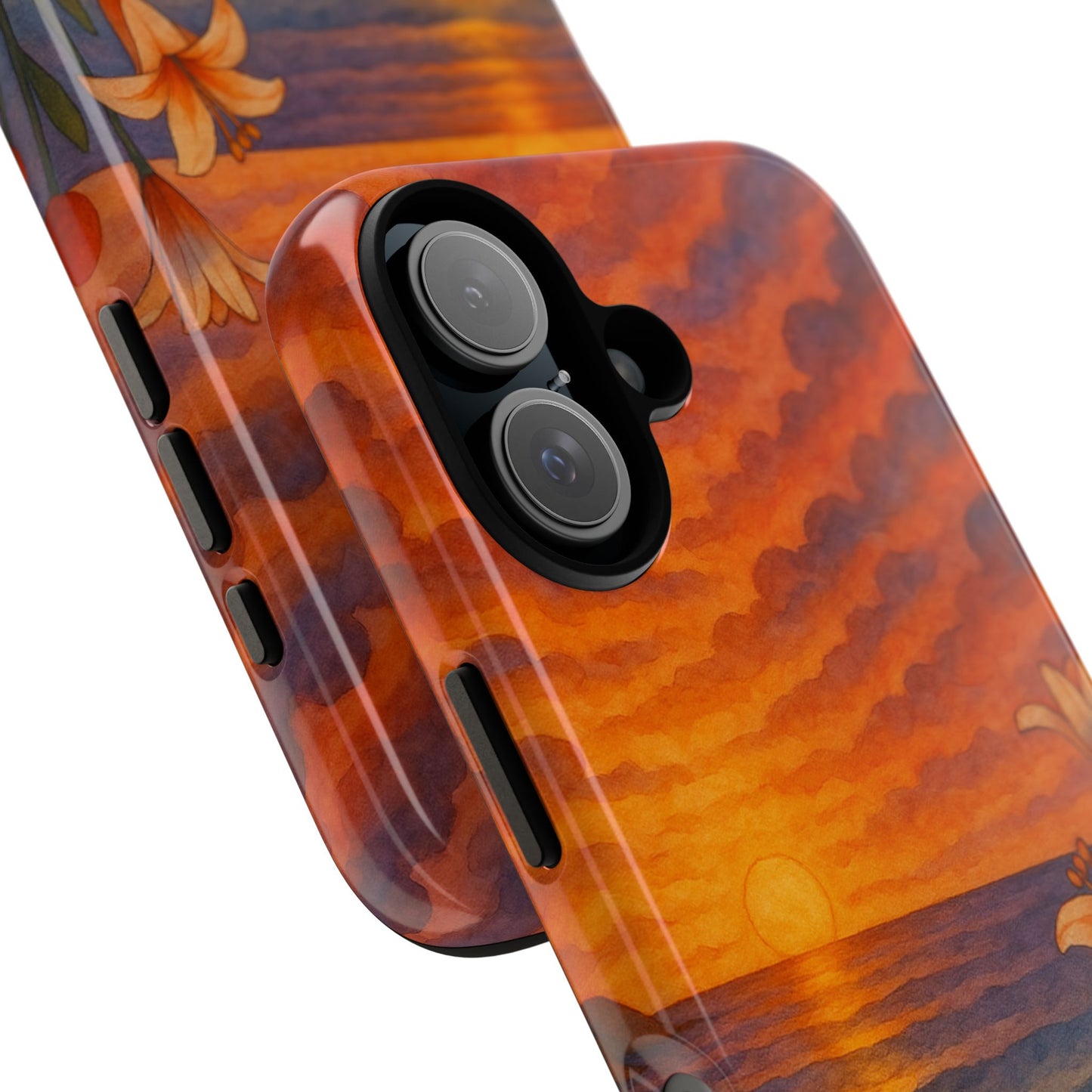 iPhone Case - Floral Ocean Sunset Watercolor Tough Case Nautical Phone Case Beach iPhone Case Ocean Sunset Theme