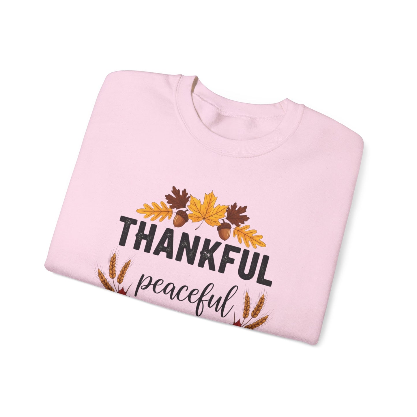 Thankful Peaceful Fall Sweatshirt, Autumn Pumpkin Crewneck, Thanksgiving Sweater, Cozy Seasonal Pullover, Gratitude Gift For Women Men