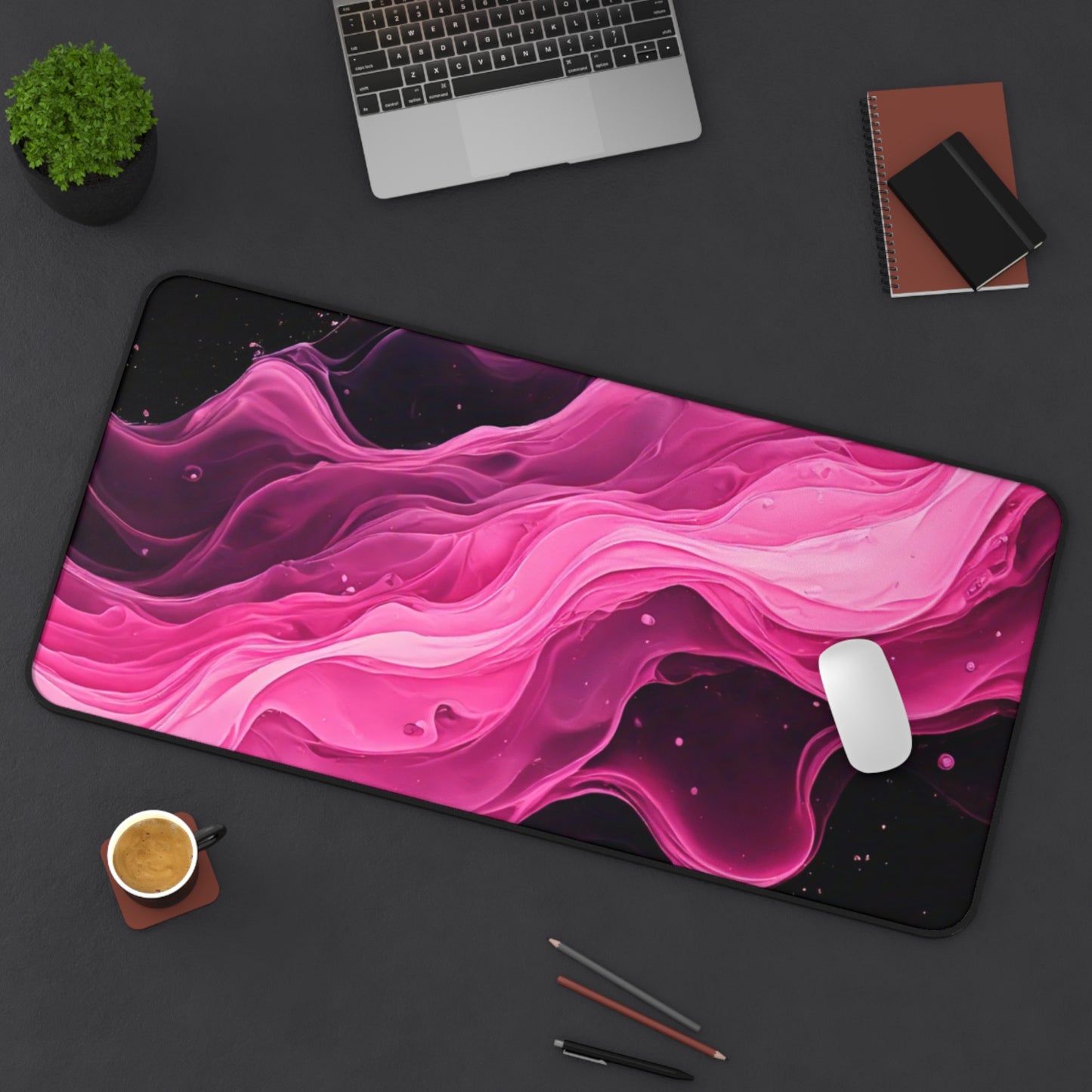 Elegant Pink Wave Desk Mat - Stylish Office Decor for Home & Workspaces