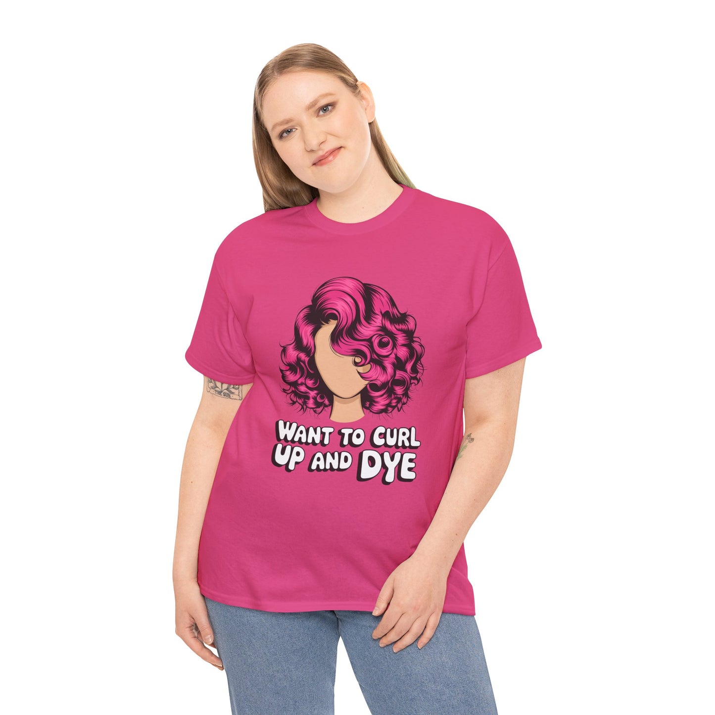 Curly Hair Tee: Want To Curl Up And Dye – Funny Hair Colorist Tee, Salon & Curl Lovers Gift, Trendy Graphic Shirt for Hairstylists