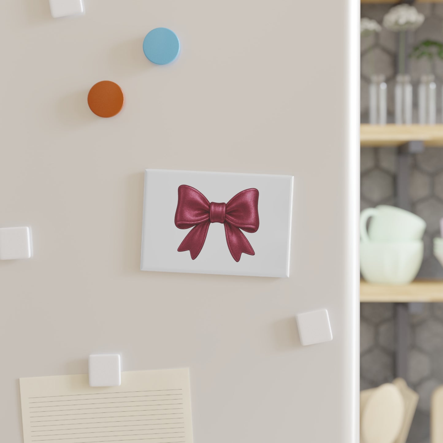 Pink Metallic Bow Magnet – Cute Gift Bow Fridge Magnet, Glam Kitchen Decor, Locker or Office Accessory