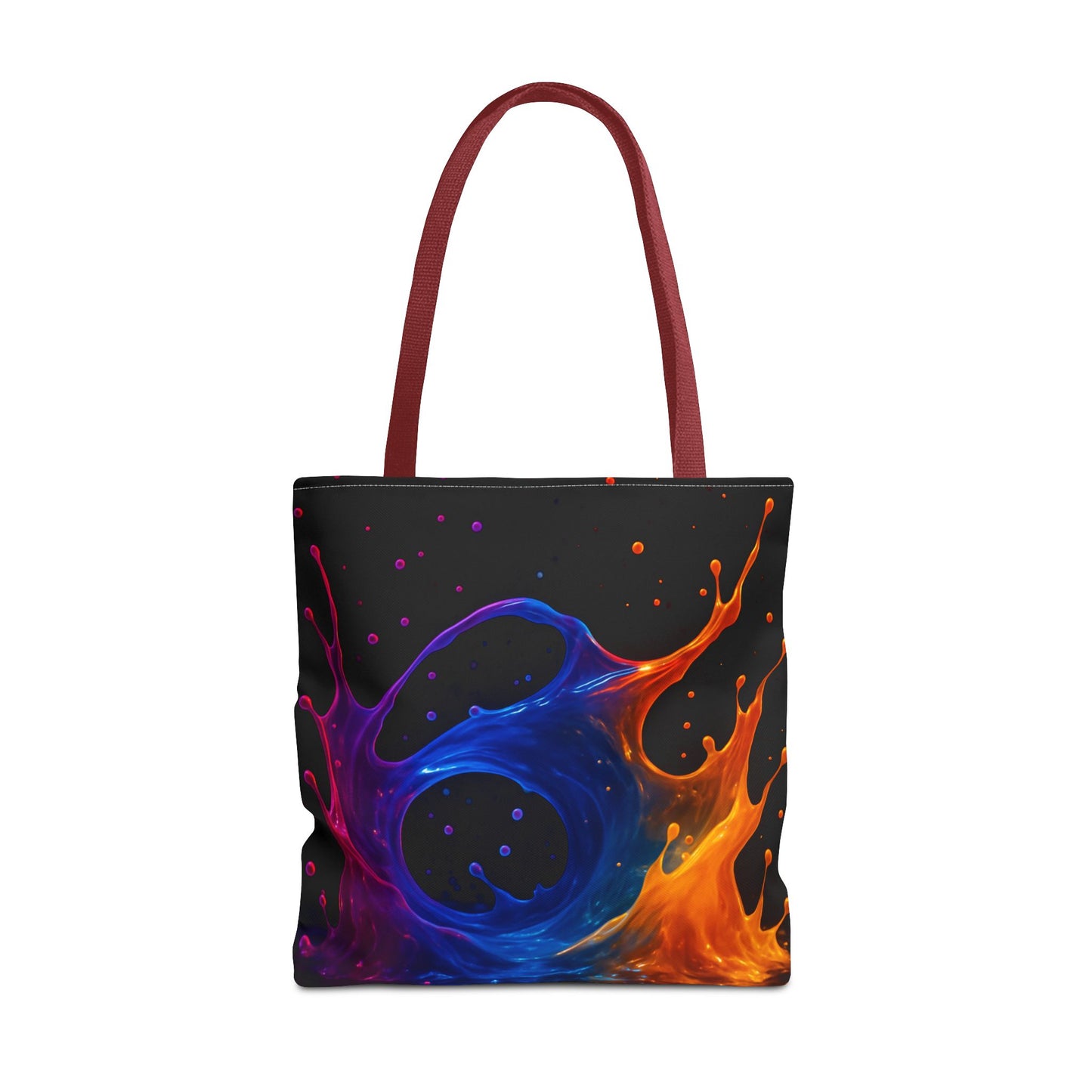 Elemental Fusion Tote Bag, Fire And Water Abstract Art Design, Vibrant Blue And Orange Splash Reusable Tote For Artists, Travel, And Everyday Use