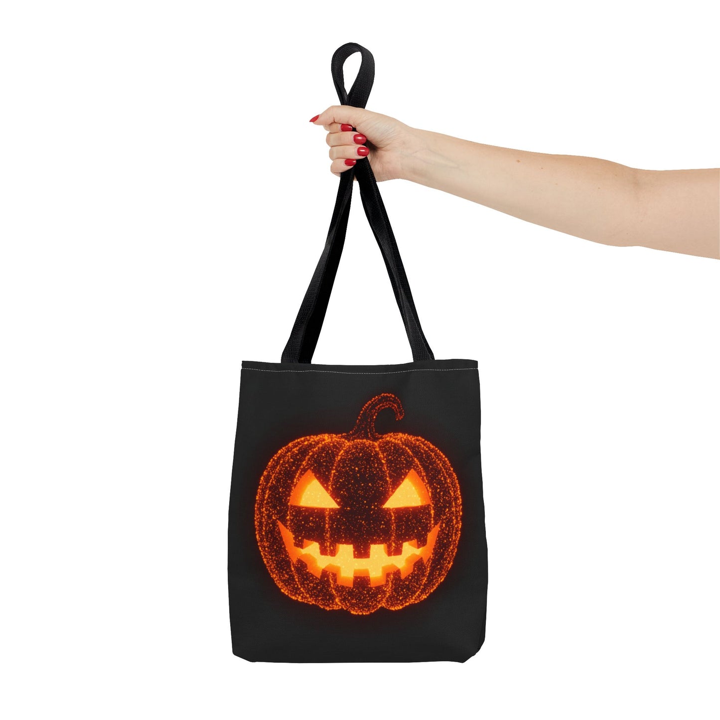 Glowing Pumpkin Tote Bag, Jack O Lantern Halloween Canvas Tote, Spooky Trick Or Treat Bag, Reusable Pumpkin Design Tote, Halloween Gift Bag