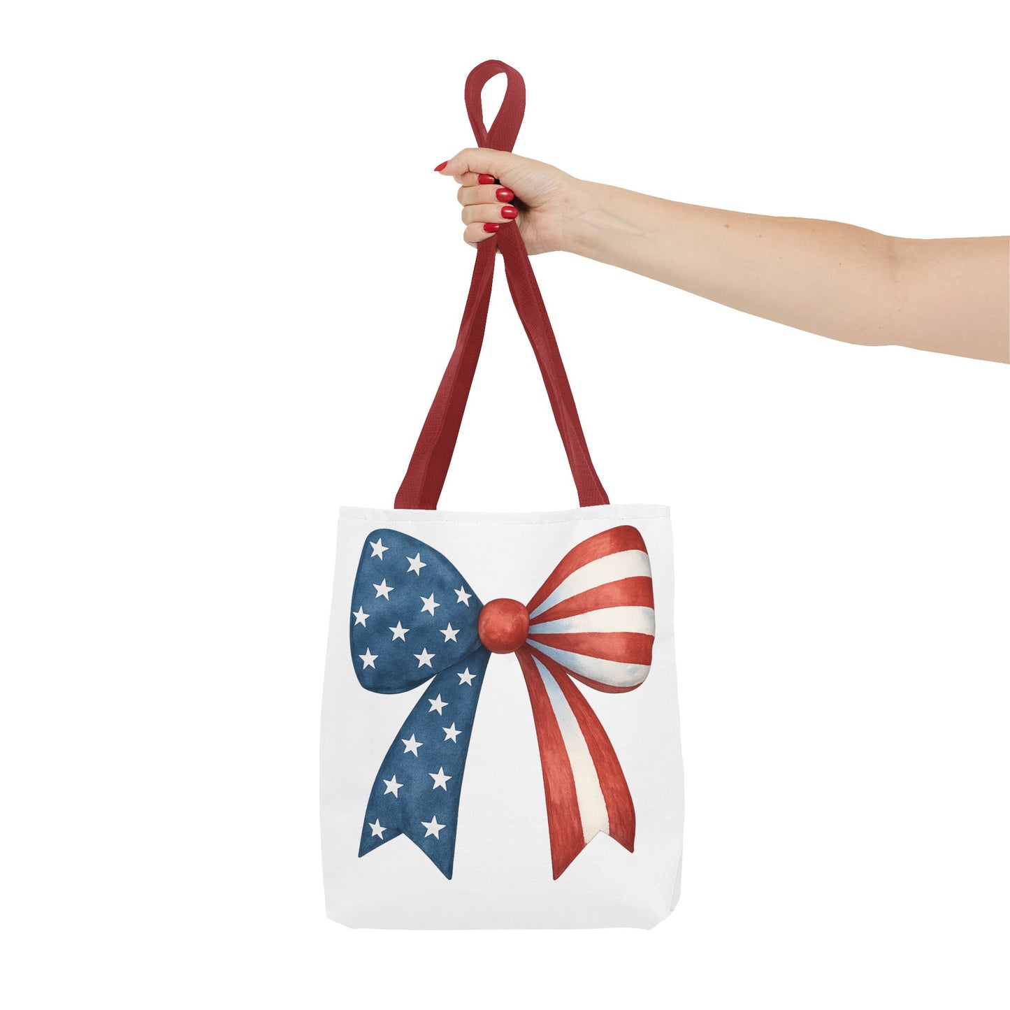 Patriotic Bow Tote Bag | 4th of July Reusable Bag | American Flag Tote | USA Stars Stripes Bag | Independence Day Gift | USA Market Bag