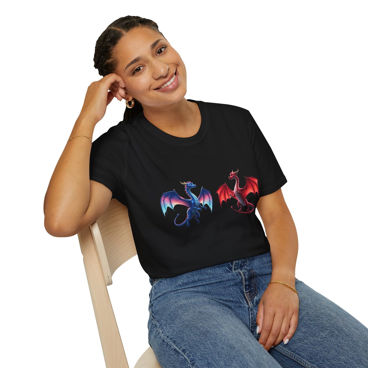 Dragon Duel Fantasy T-Shirt | Fire & Ice Dragon Graphic Tee | Unisex Gamer Shirt | DnD Gift | Cool Mythical Creature Shirt