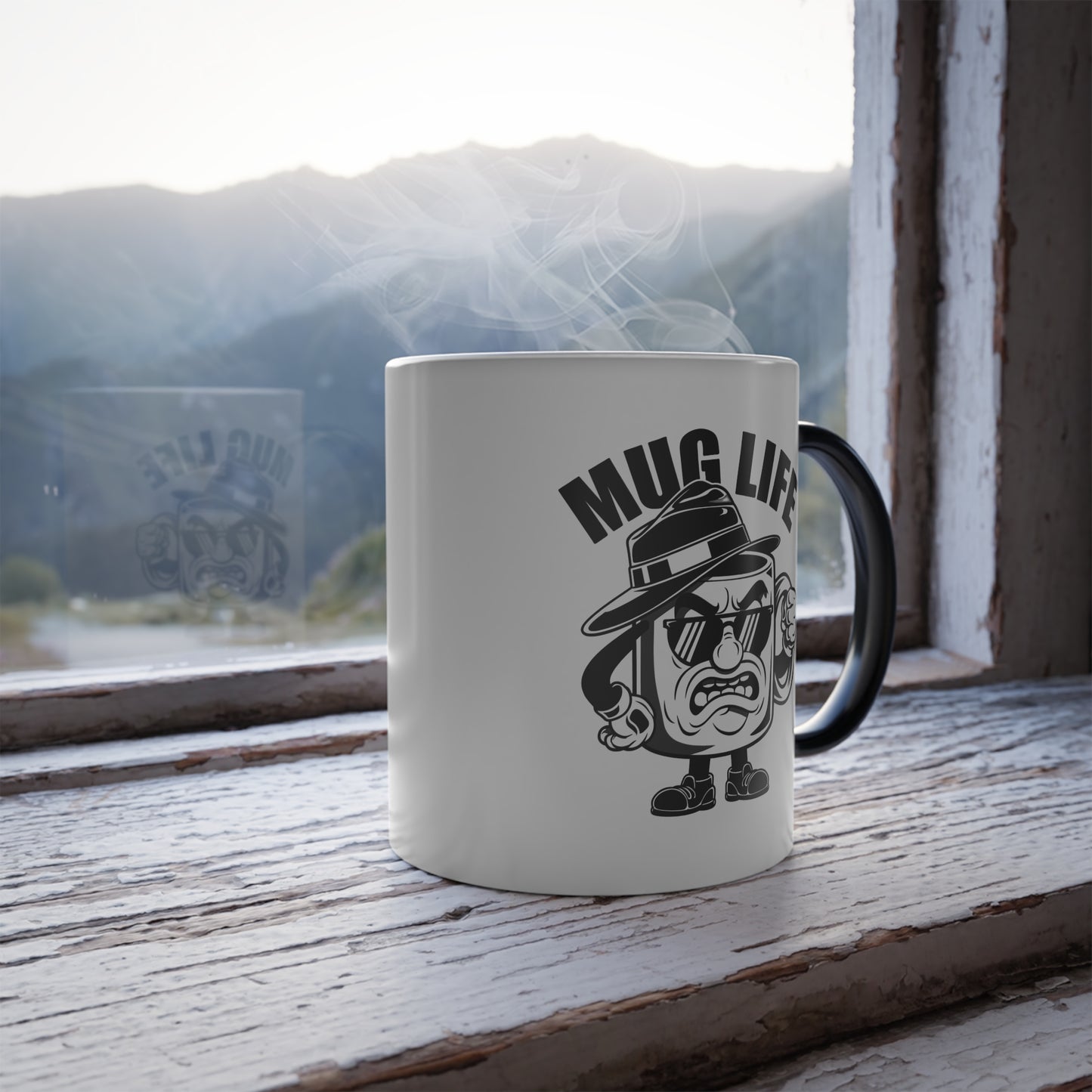 Mug Life Color Changing Mug – Funny Heat Reveal Coffee Cup, Hand Wash Only, Gangster Cartoon Design, Hilarious Gift for Coffee Lovers & Friends