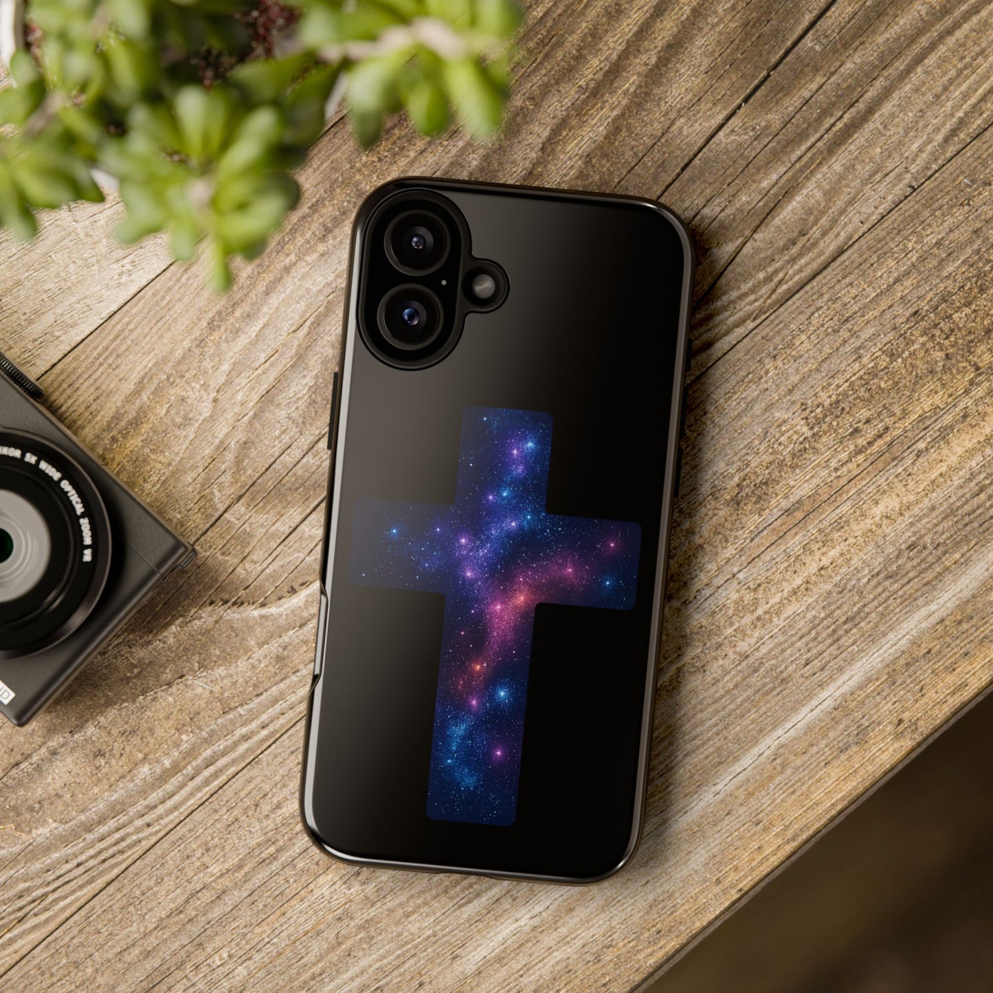 iPhone Case - Galactic Cross design Christian Phone Case Spiritual iPhone Accessory Religious Case Gift for Believers