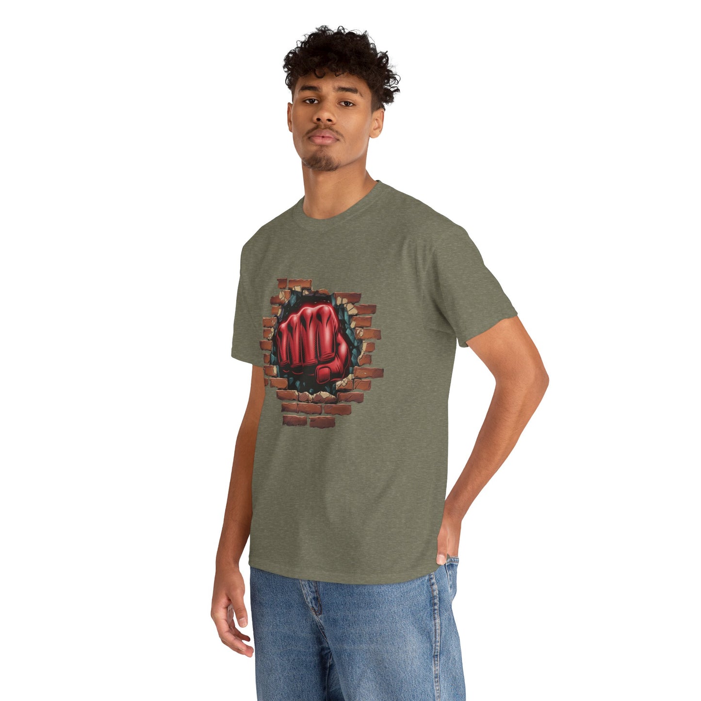 Impact Fist Graphic T-Shirt – Punch Through Brick Wall Design | Bold Streetwear Tee for Fighters, Gym & Edge-Lovers